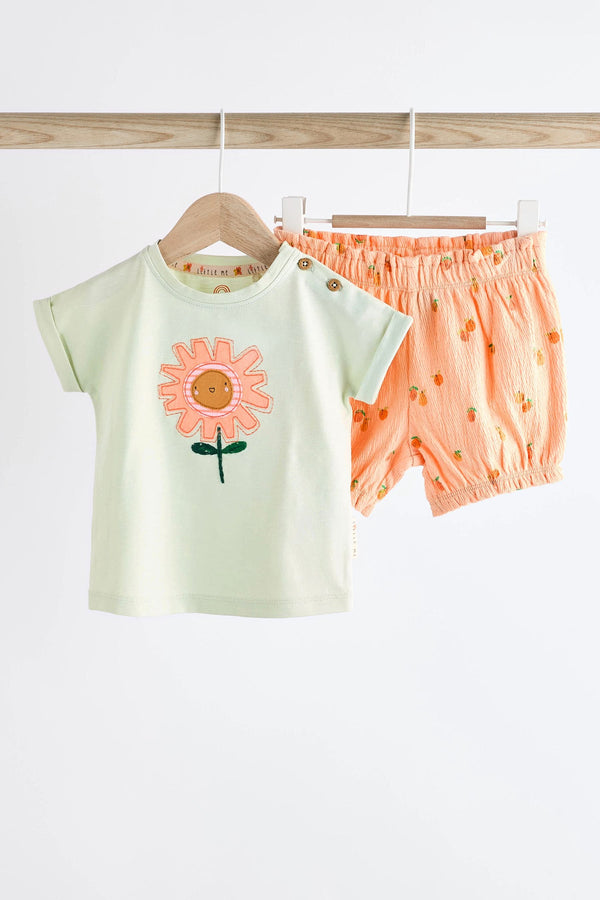 Orange Baby Top and Shorts 2 Piece Set