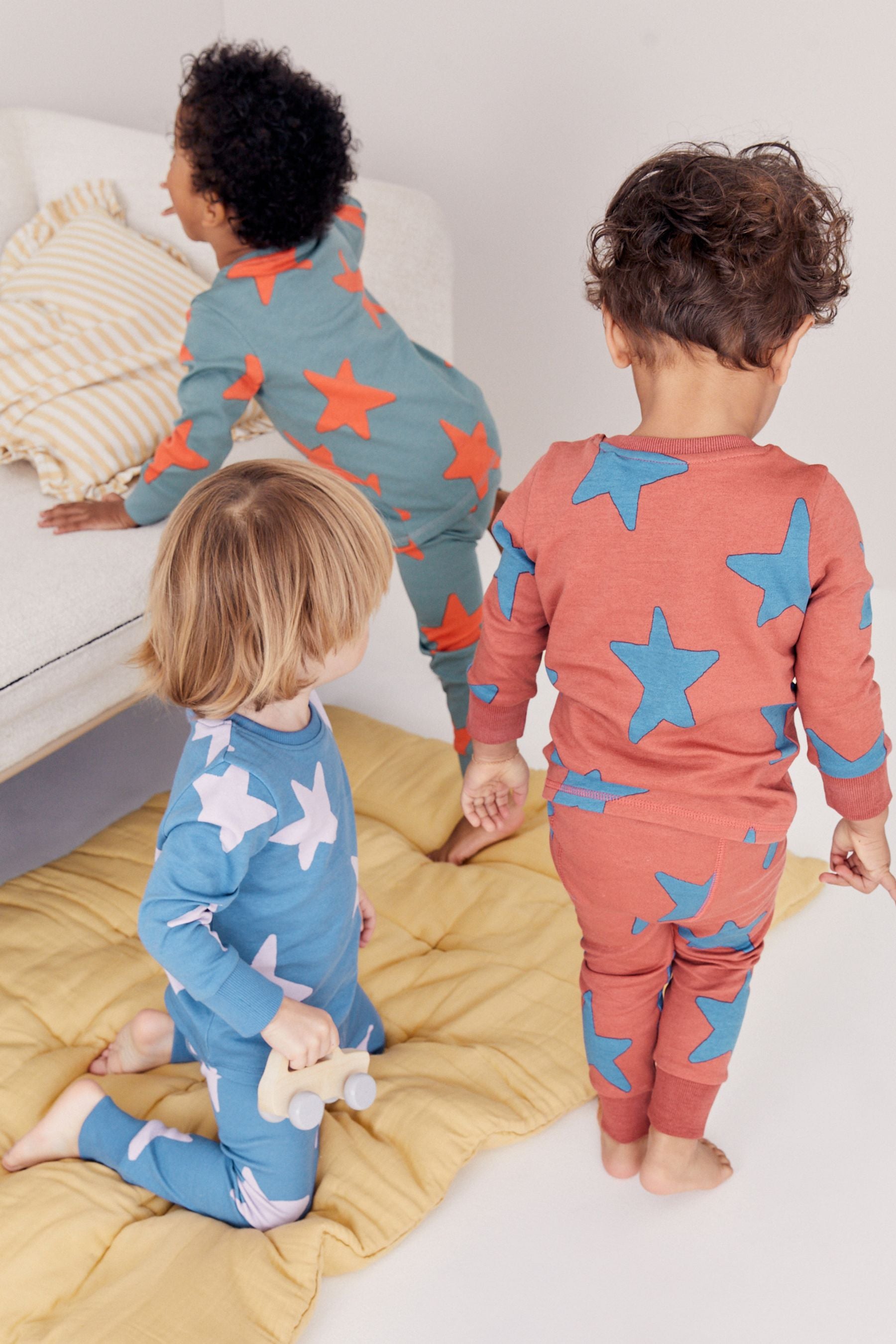 Multi Stars Snuggle Pyjamas 3 Pack (9mths-8yrs)