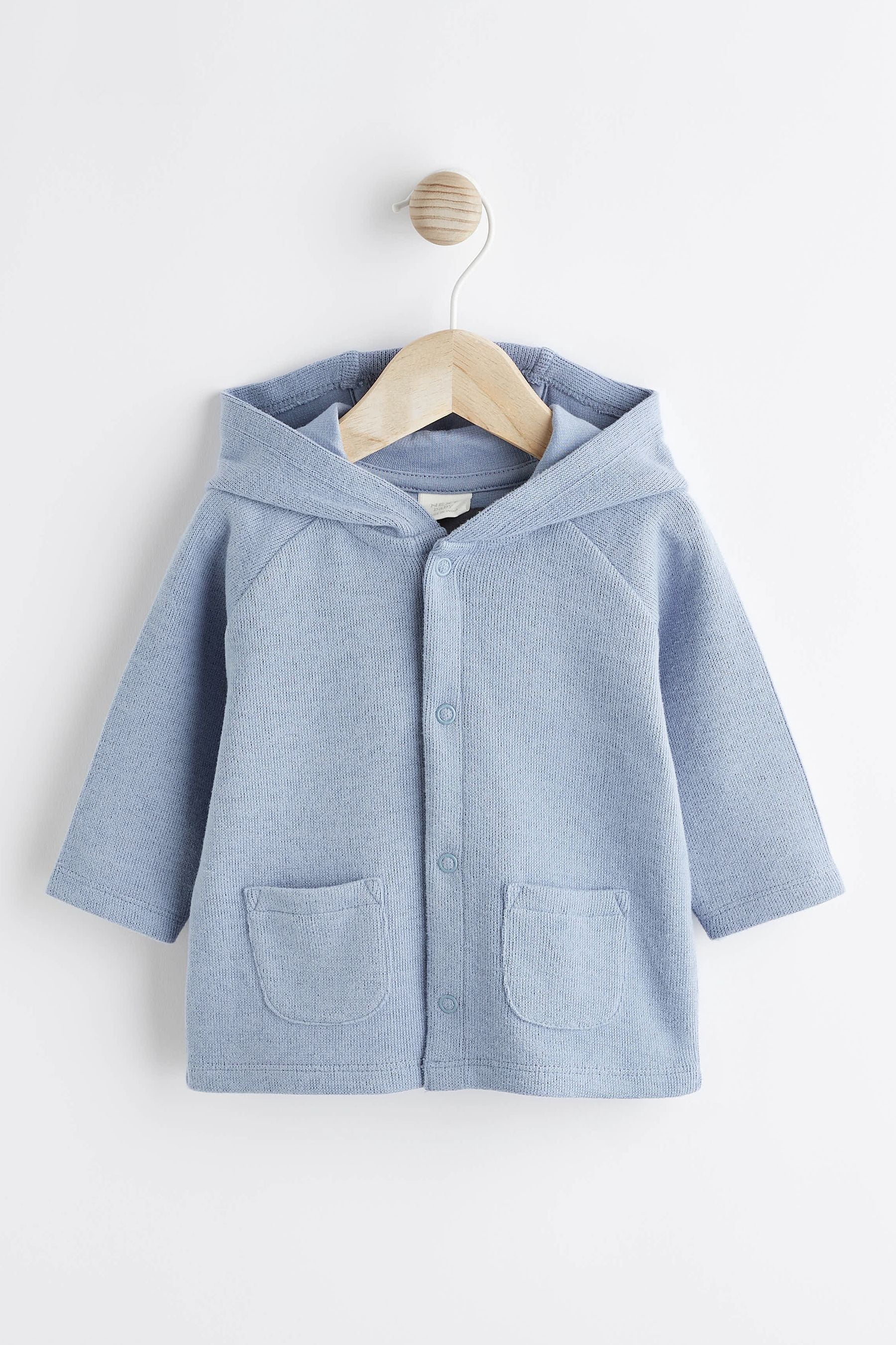 Blue Baby Soft Brushed Cotton Hooded Jacket (0mths-3yrs)