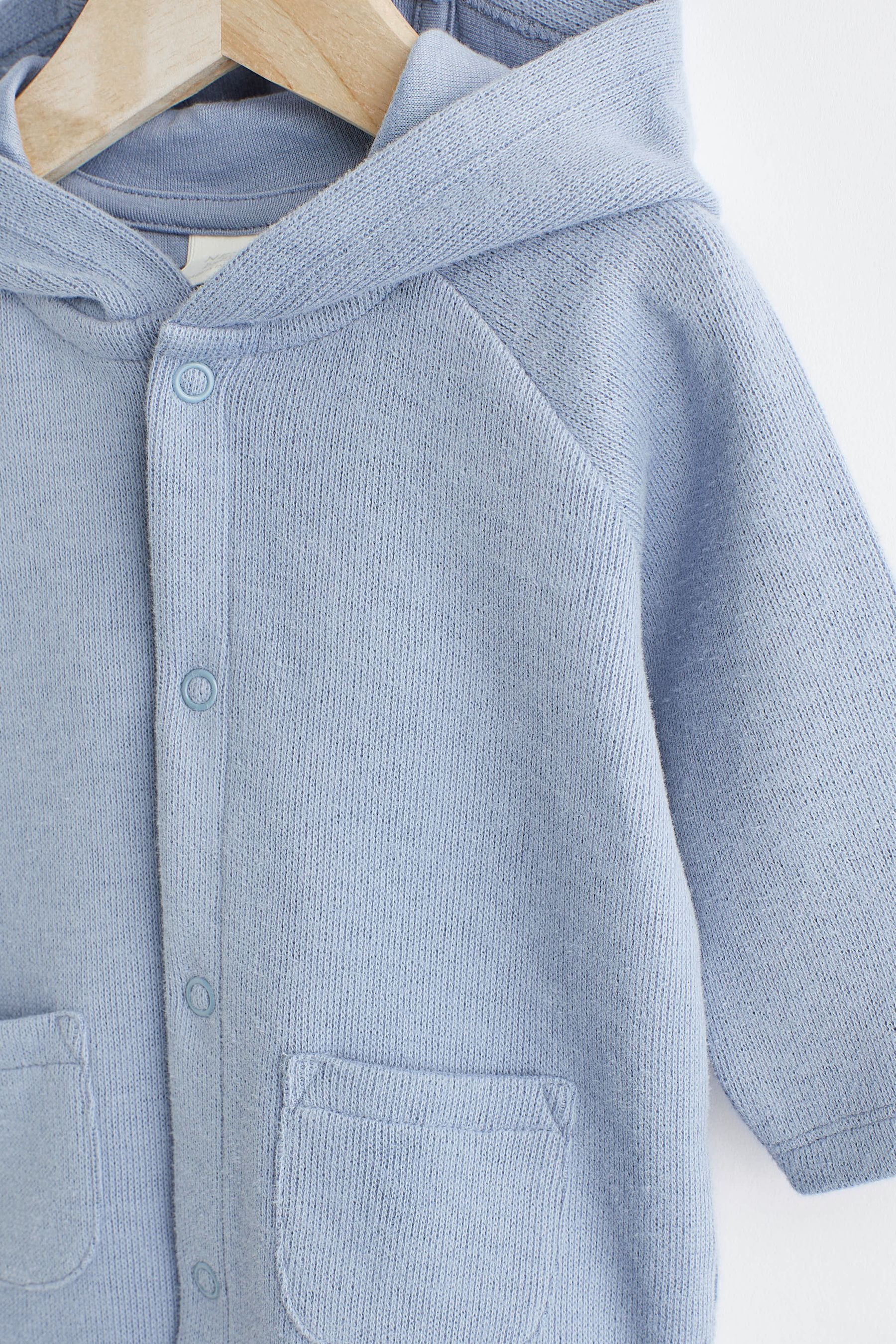 Blue Baby Soft Brushed Cotton Hooded Jacket (0mths-3yrs)