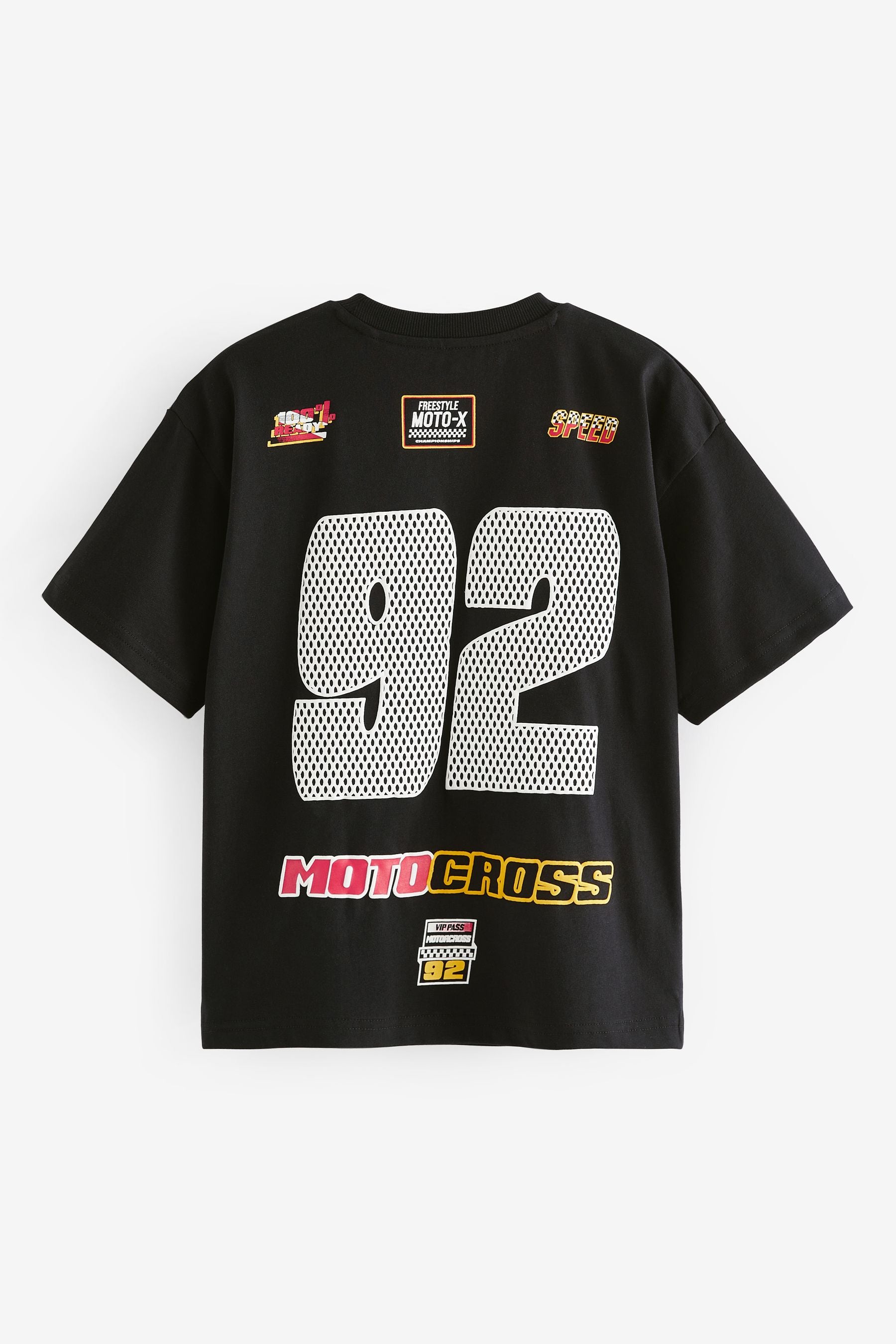 Black Moto Cross Oversized Fit 100% Cotton Short Sleeve Graphic T-Shirt (3-16yrs)