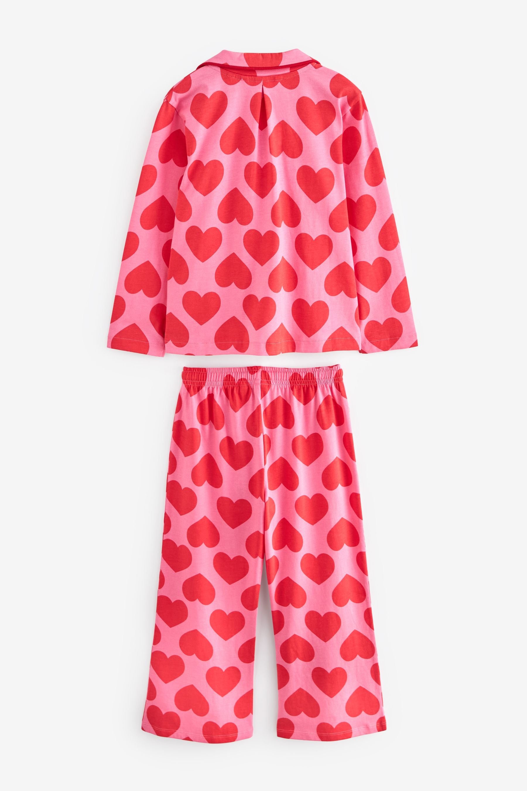 Red/Pink Heart Jersey Button Through Pyjamas (3-16yrs)