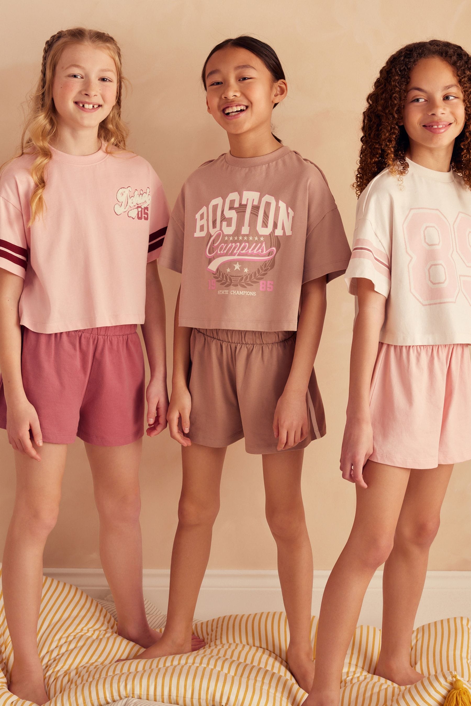 Pink Slogan Short 100% Cotton Pyjamas 3 Pack (3-16yrs)