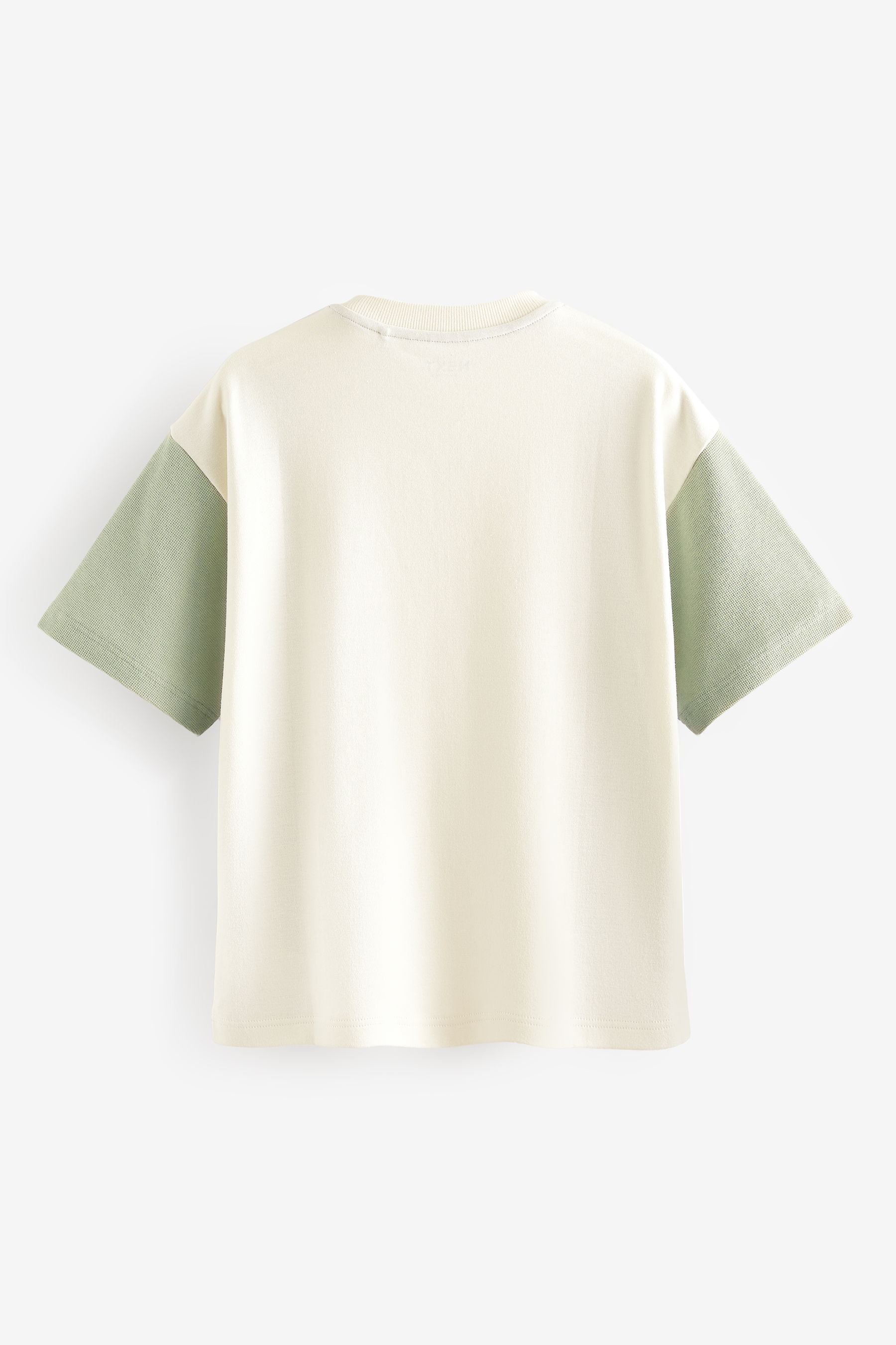 Green/ Ecru Oversized 100% Cotton Short Sleeve Colourblock T-Shirt (3-16yrs)