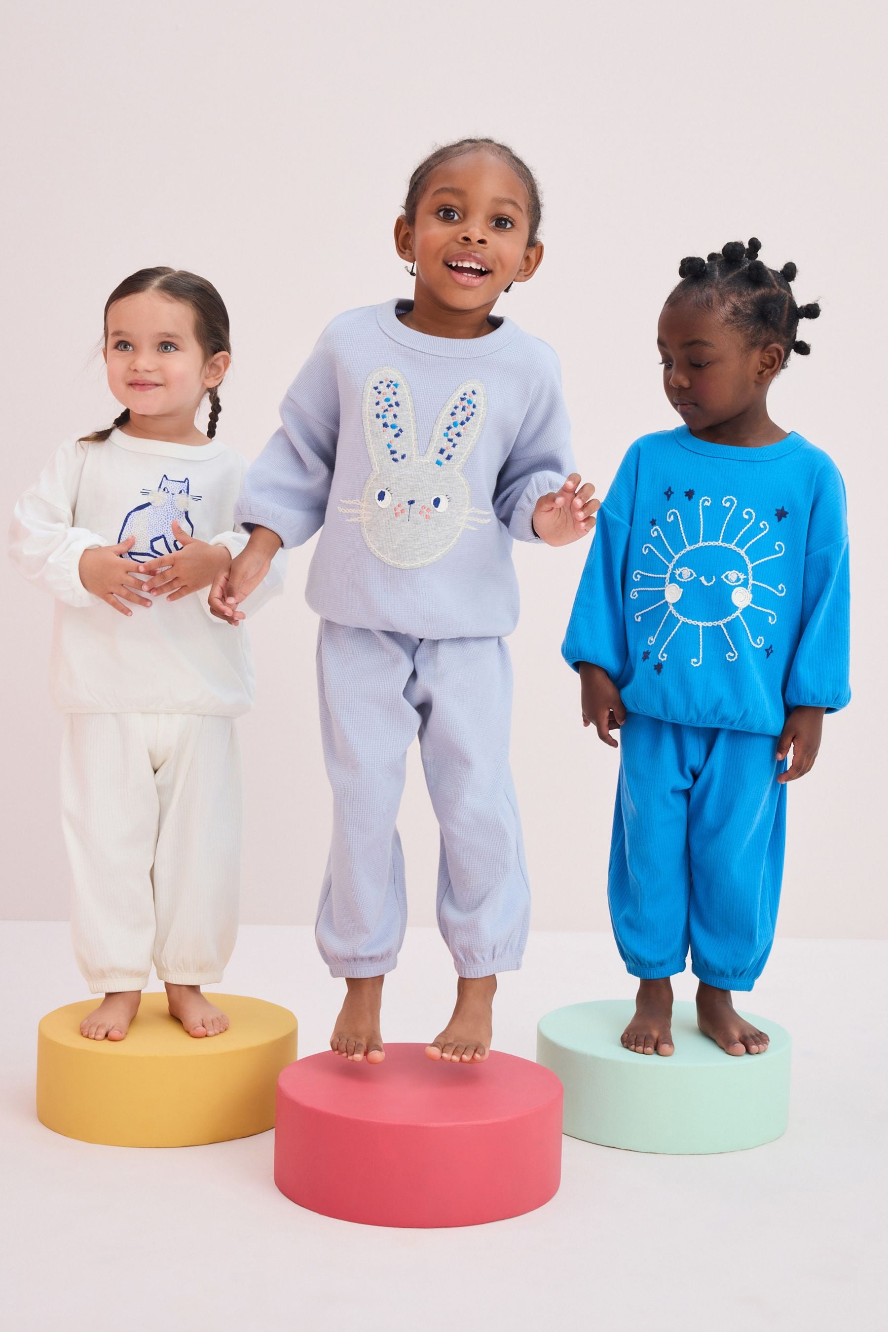 Blue/Cream Character Jogger Pyjamas 3 Pack (9mths-11yrs)