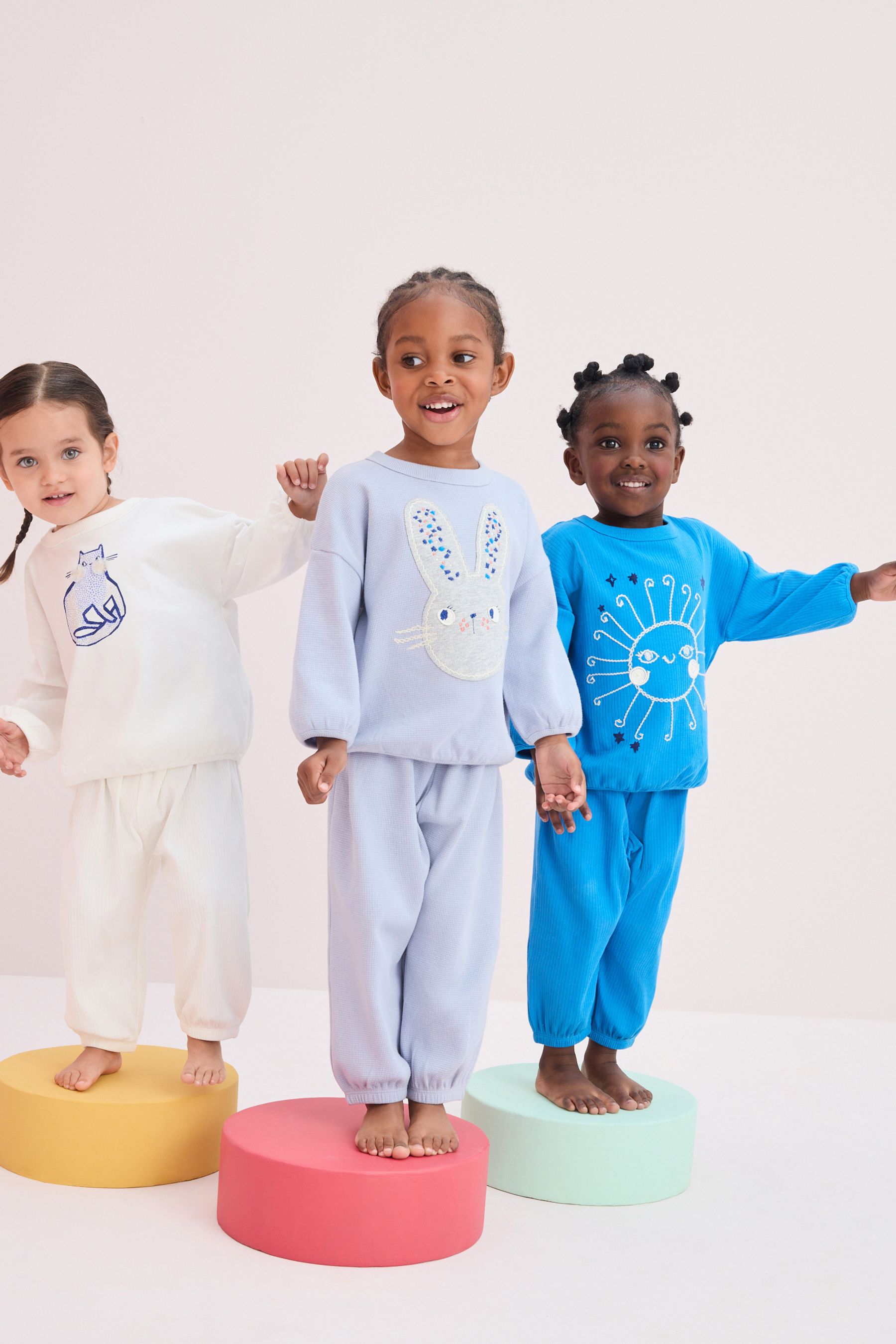 Blue/Cream Character Jogger Pyjamas 3 Pack (9mths-11yrs)