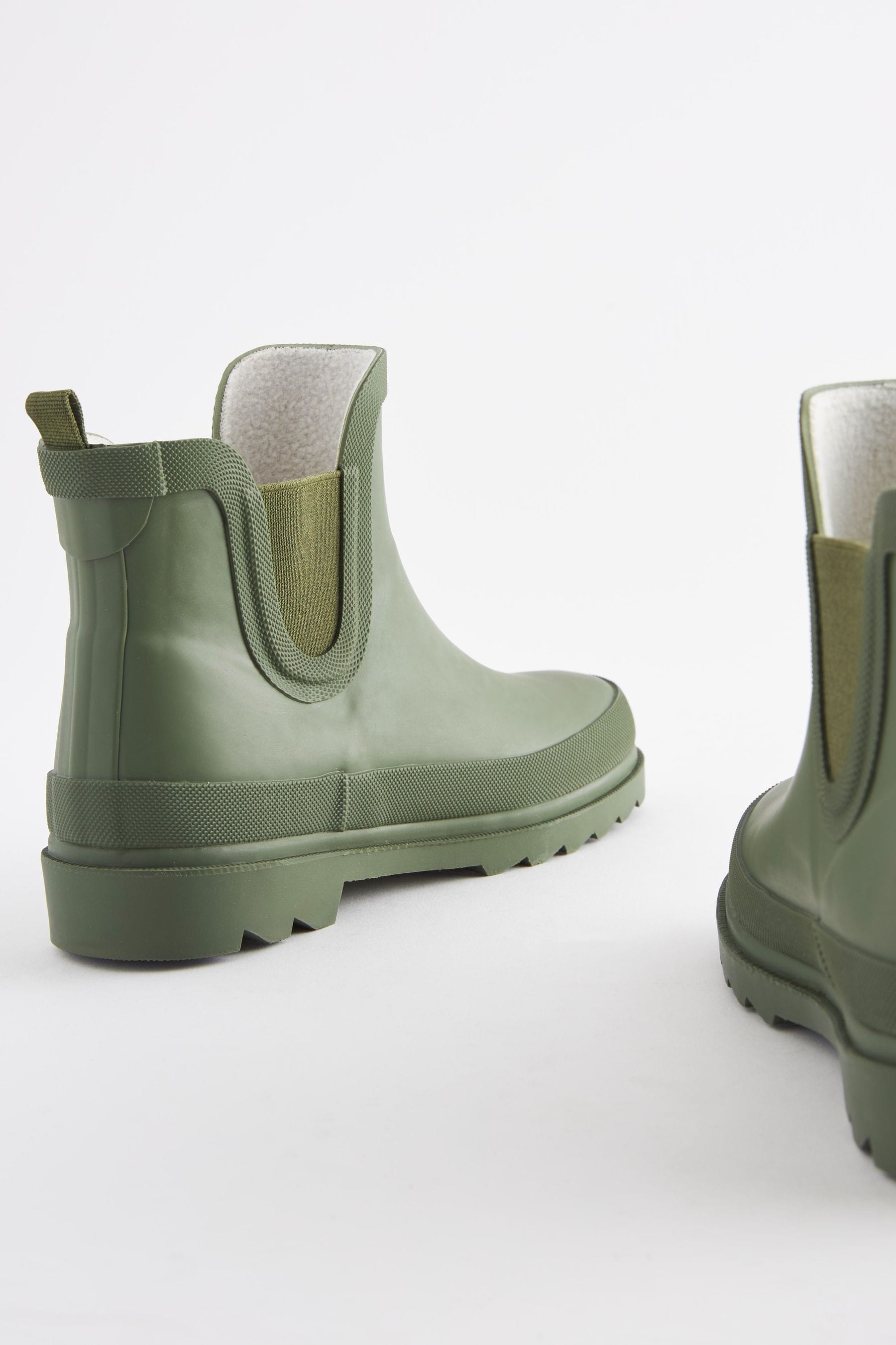 Khaki Green Warm Lined Ankle Wellies