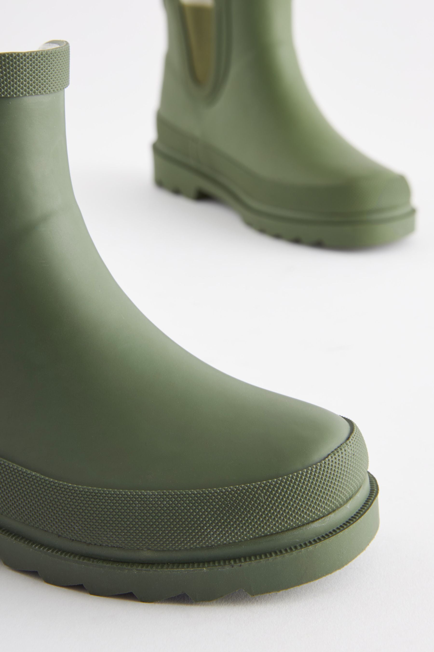 Khaki Green Warm Lined Ankle Wellies