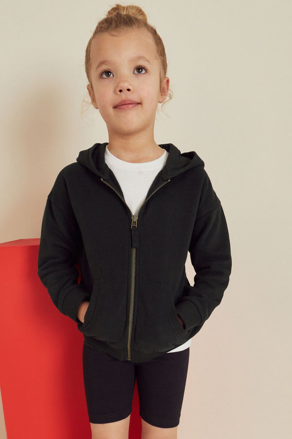 Black Cotton Rich Zip Through Sports Hoodie (3-16yrs)