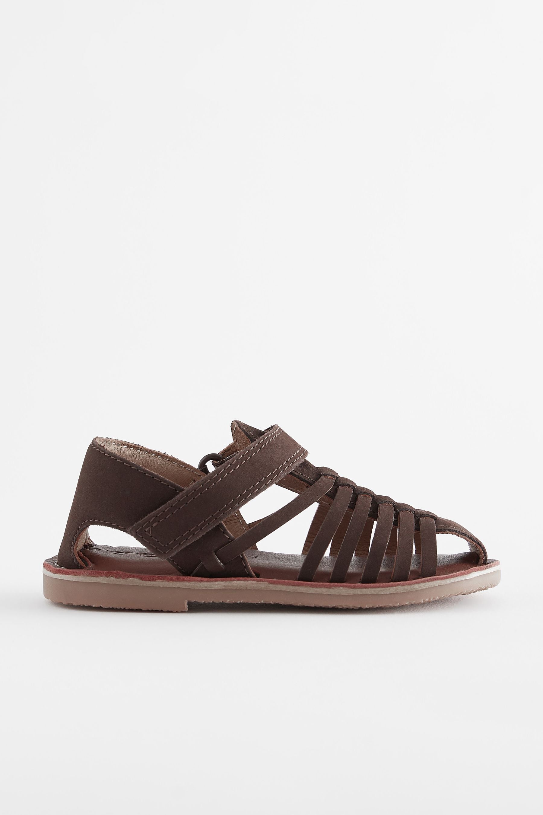 Chocolate Brown Leather Closed Toe Sandals