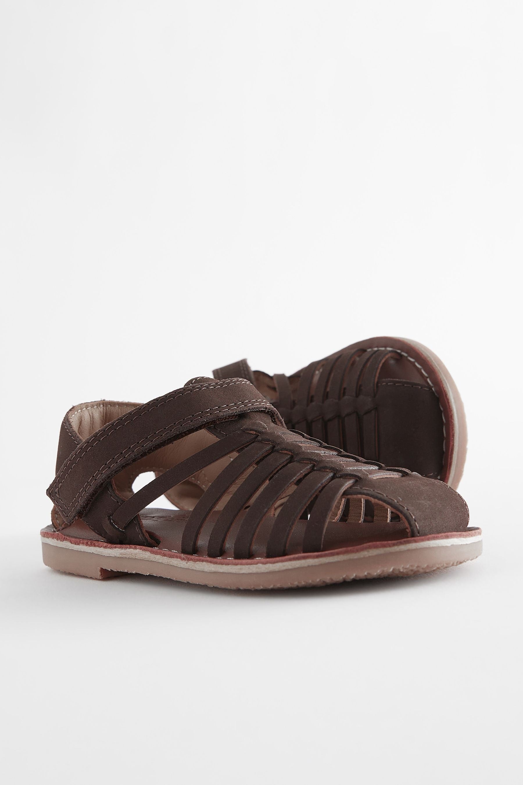 Chocolate Brown Leather Closed Toe Sandals