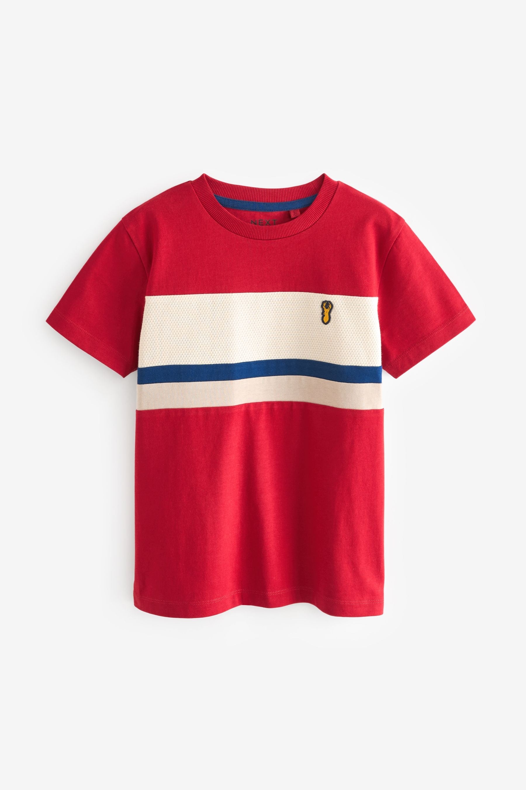 Red Colourblock Short Sleeve 100% Cotton T-Shirt (3-16yrs)