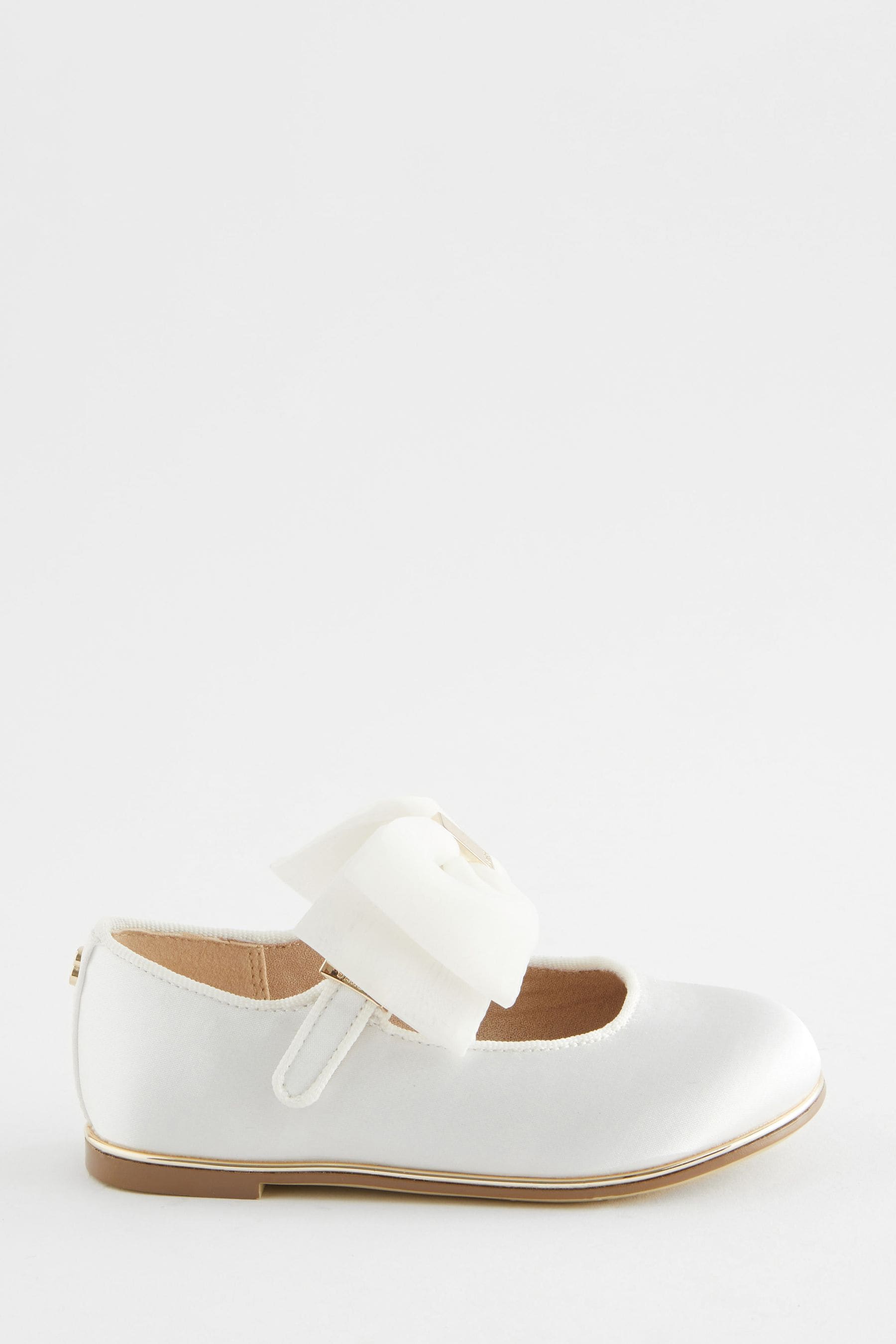 Baker by Ted Baker Girls Ivory Satin Mary Jane Shoes with Organza Bow