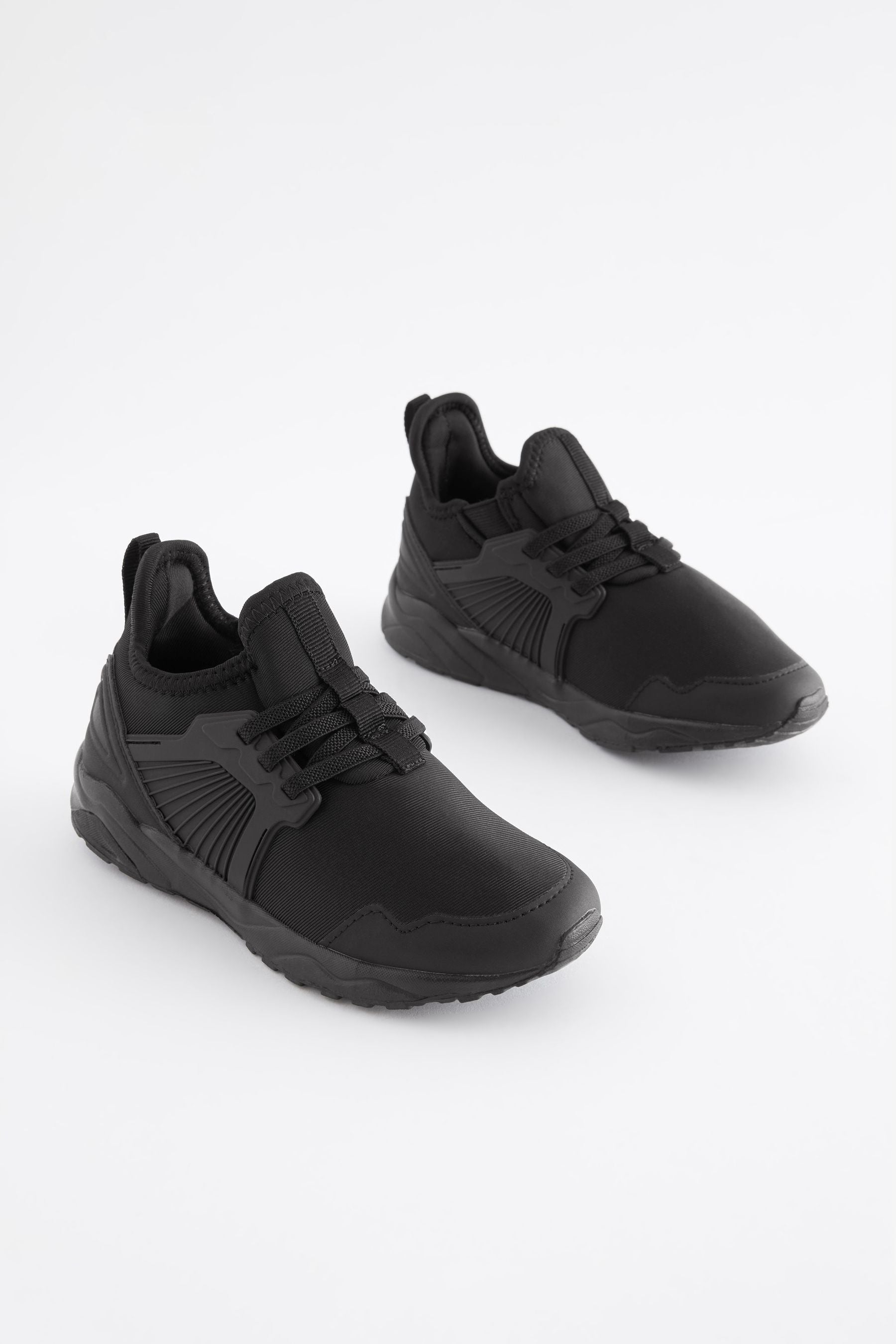 Black Sole Elastic Lace Trainers