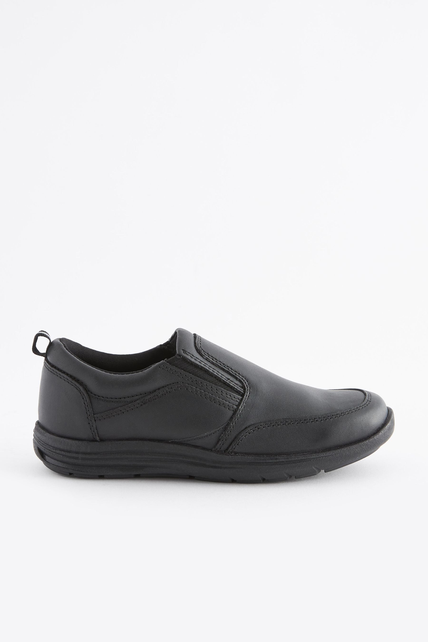 Black Narrow Fit (E) School Leather Loafers