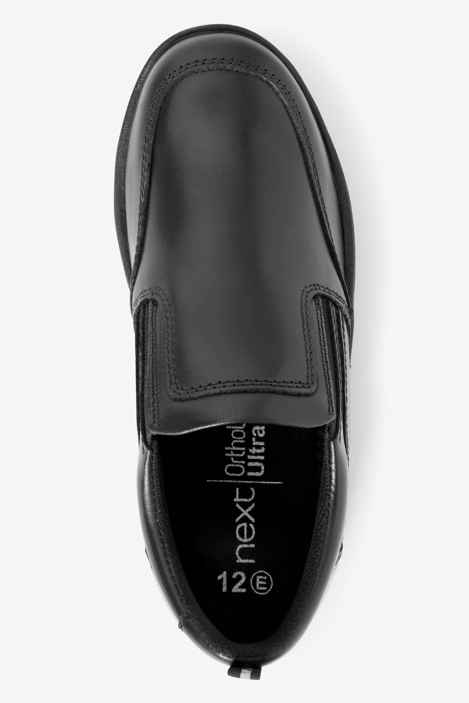 Black Narrow Fit (E) School Leather Loafers