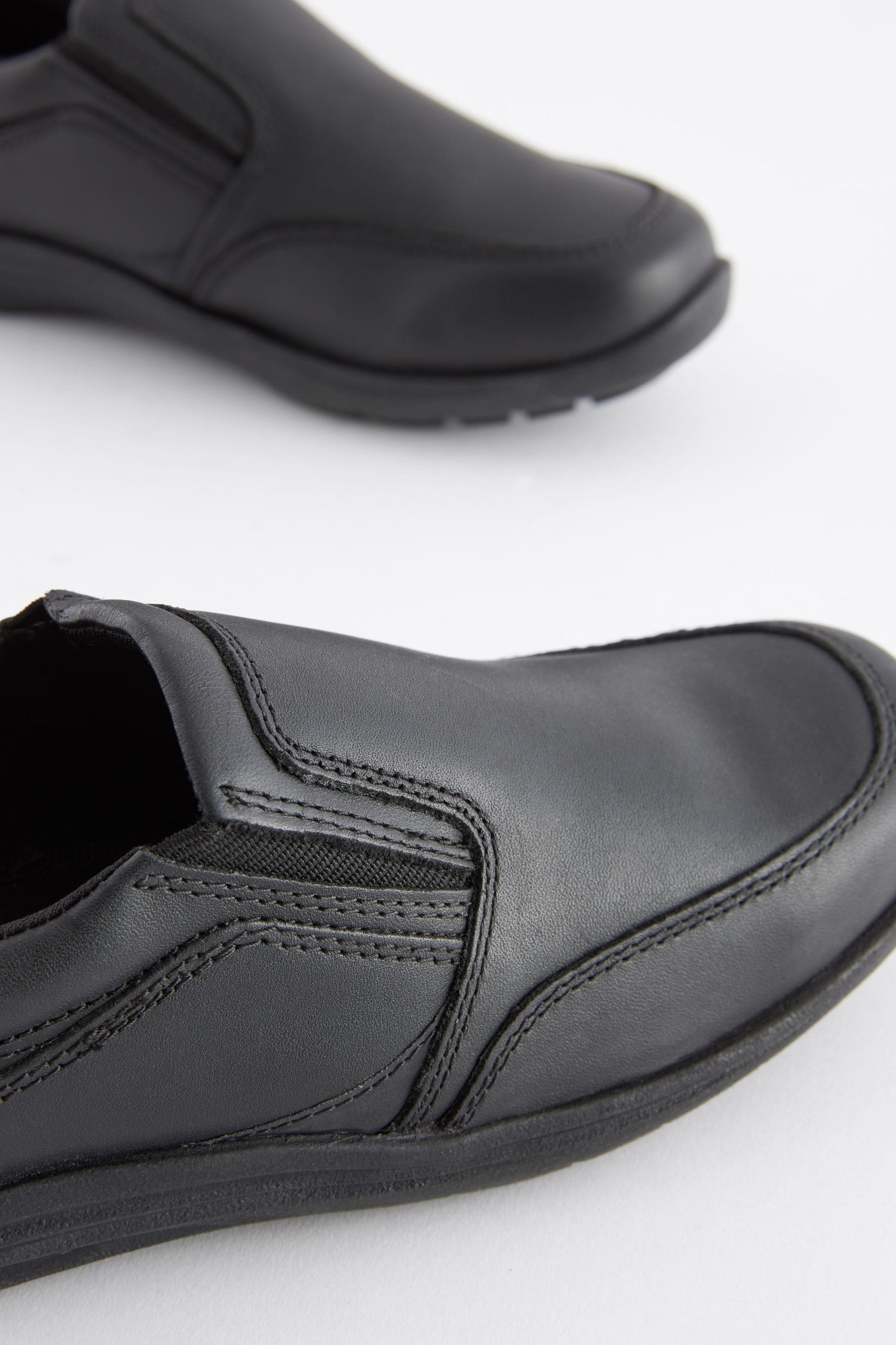 Black Narrow Fit (E) School Leather Loafers