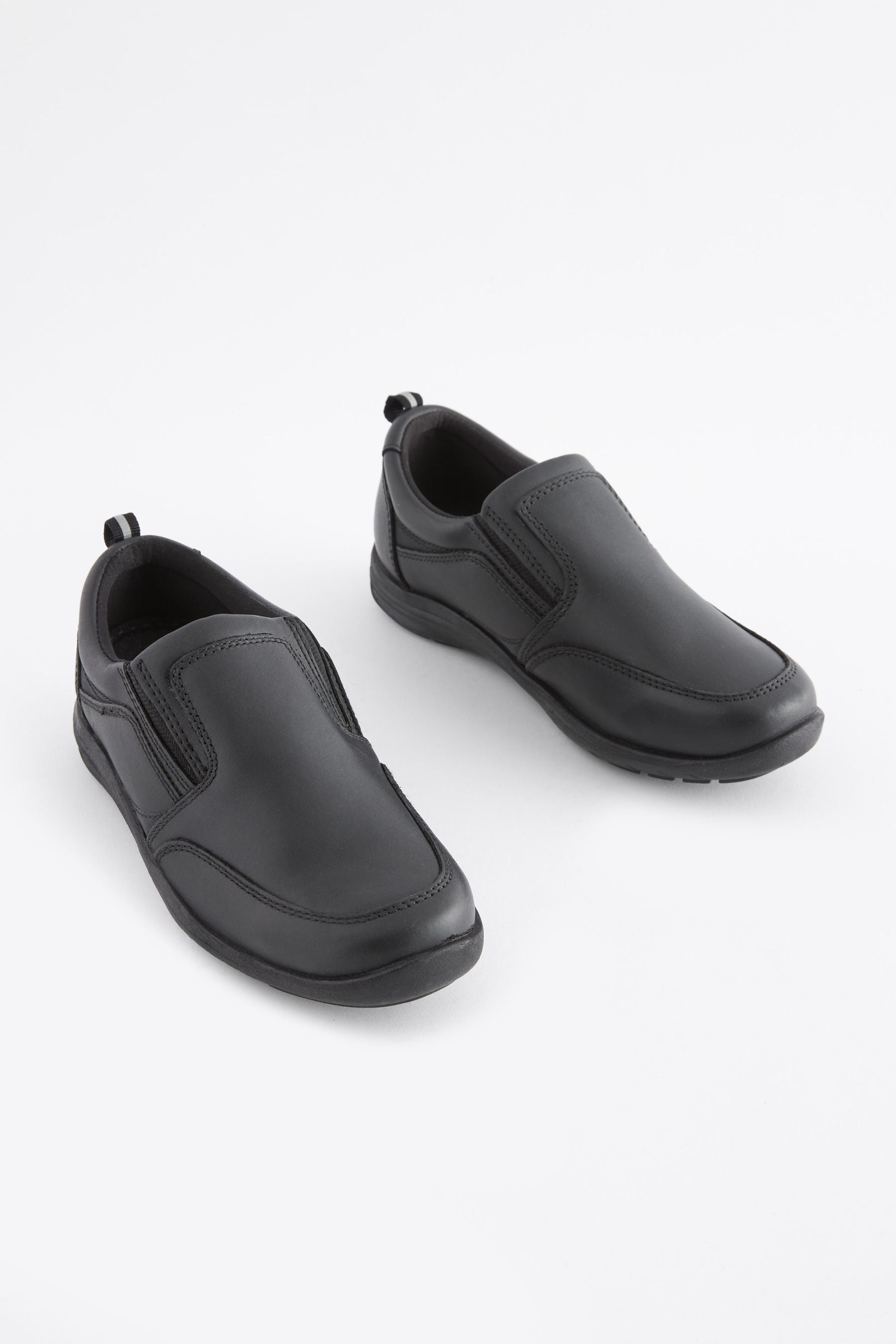 Black Narrow Fit (E) School Leather Loafers