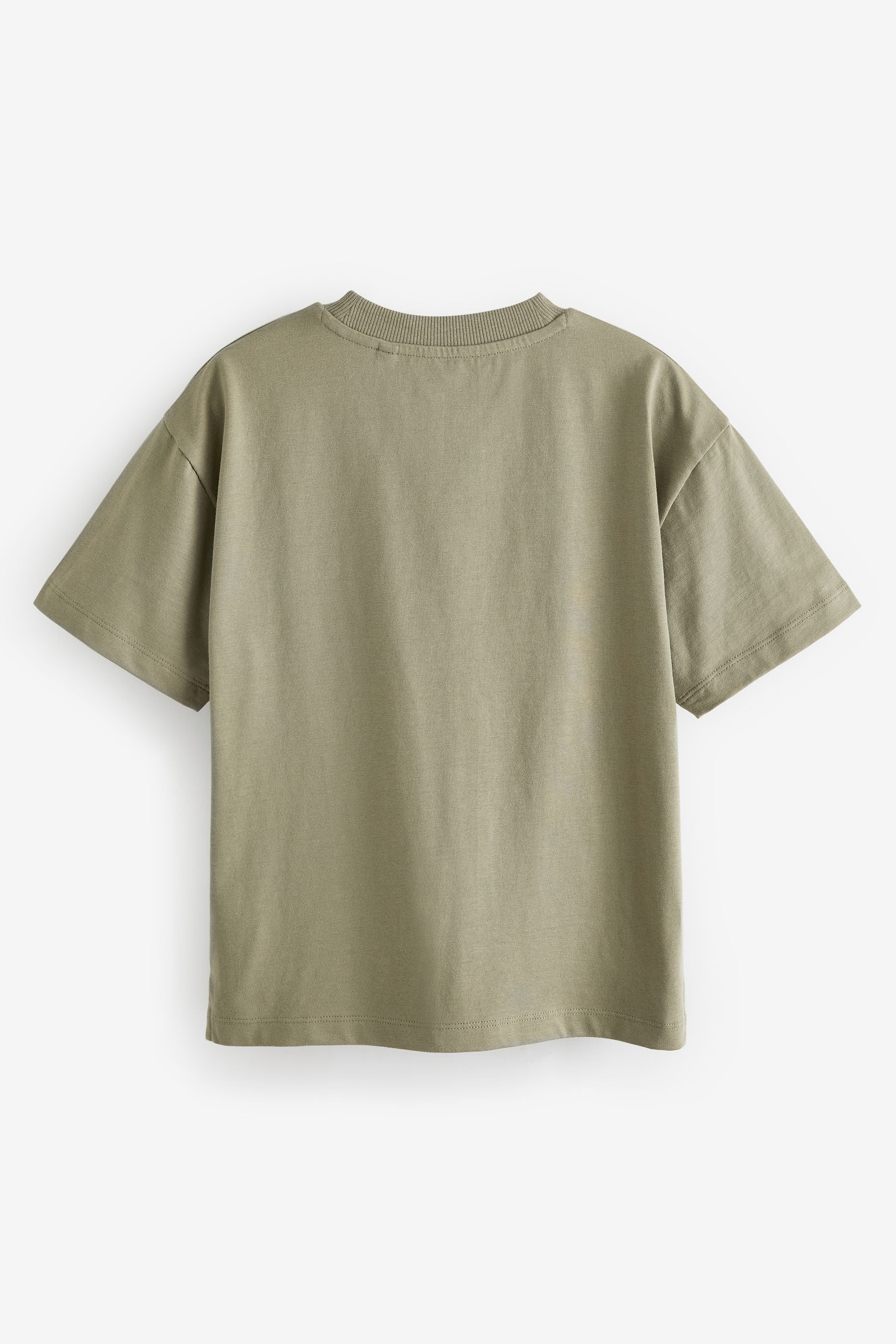 Khaki Green/Black Pocket Detail Relaxed Fit 100% Cotton T-Shirt 3 Pack (3-16yrs)