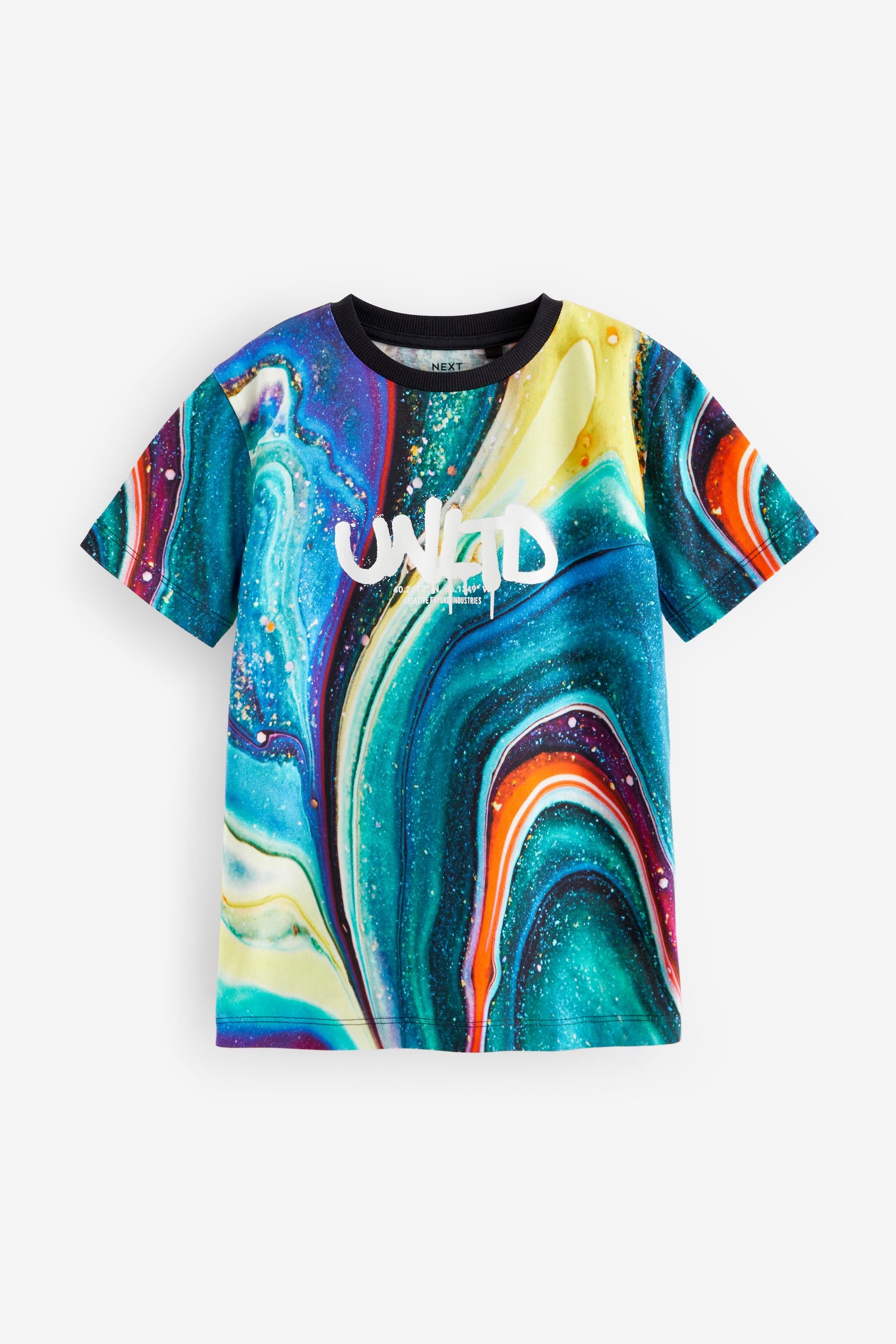 Multi Blue All-Over Print Short Sleeves 100% Cotton T-Shirt (4-16yrs)