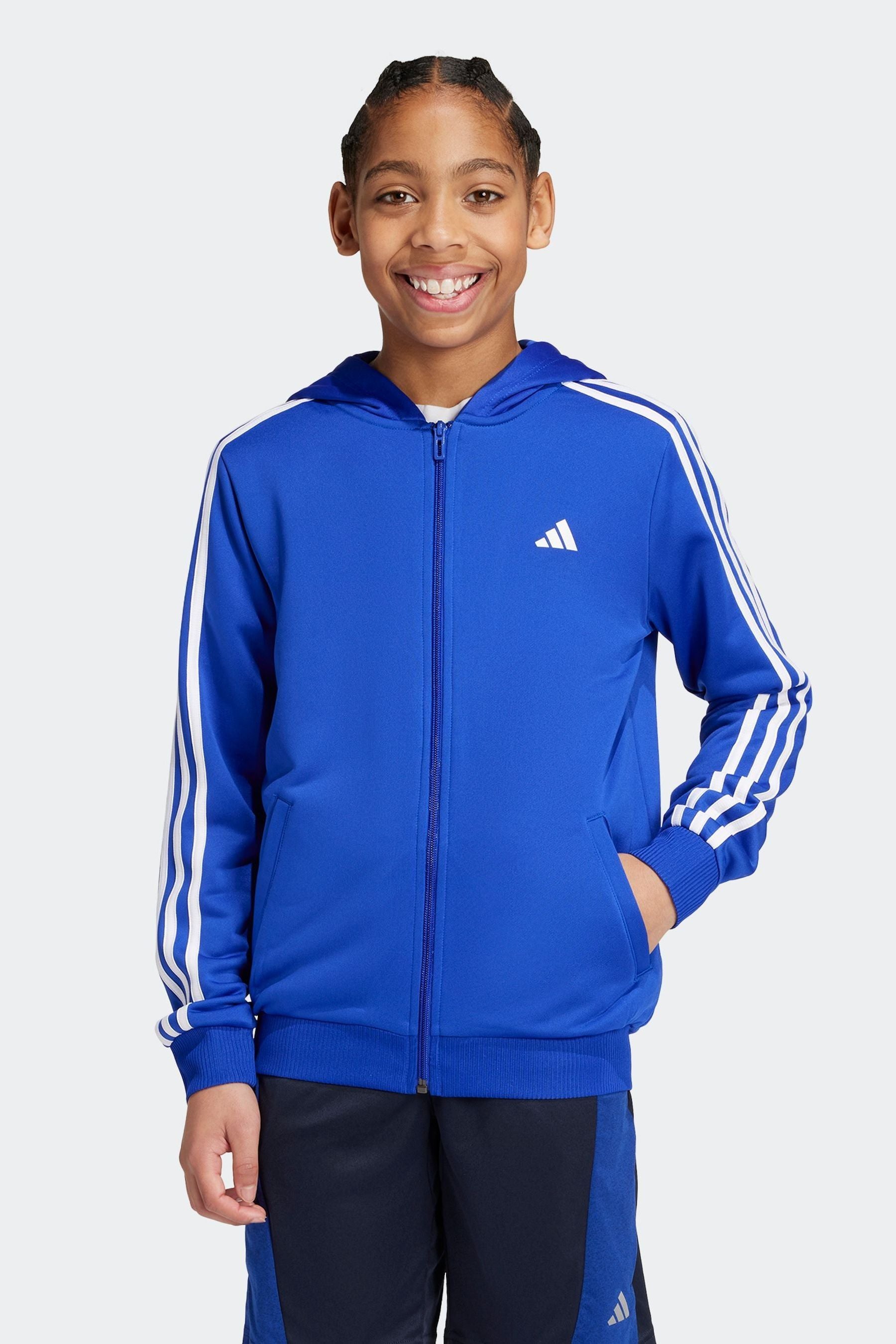 adidas Cornflower Blue Train Essentials AEROREADY 3-Stripes Regular-Fit Full-Zip Jacket