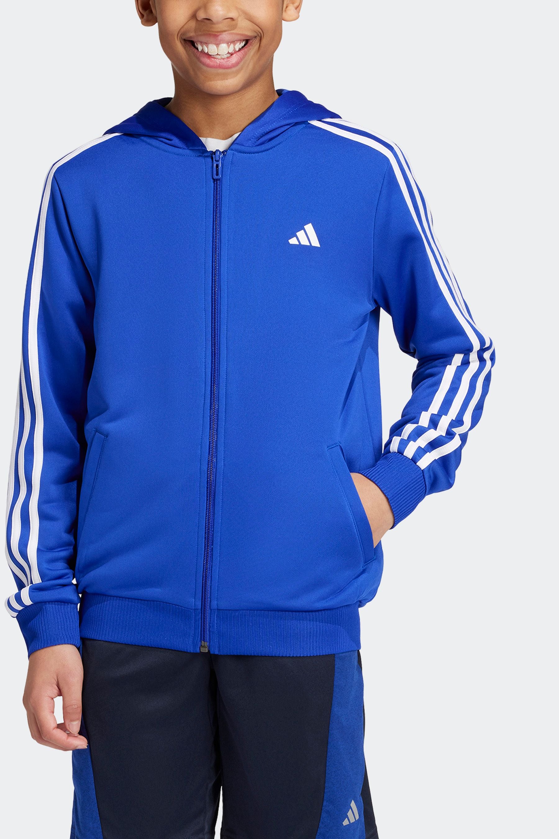 adidas Cornflower Blue Train Essentials AEROREADY 3-Stripes Regular-Fit Full-Zip Jacket