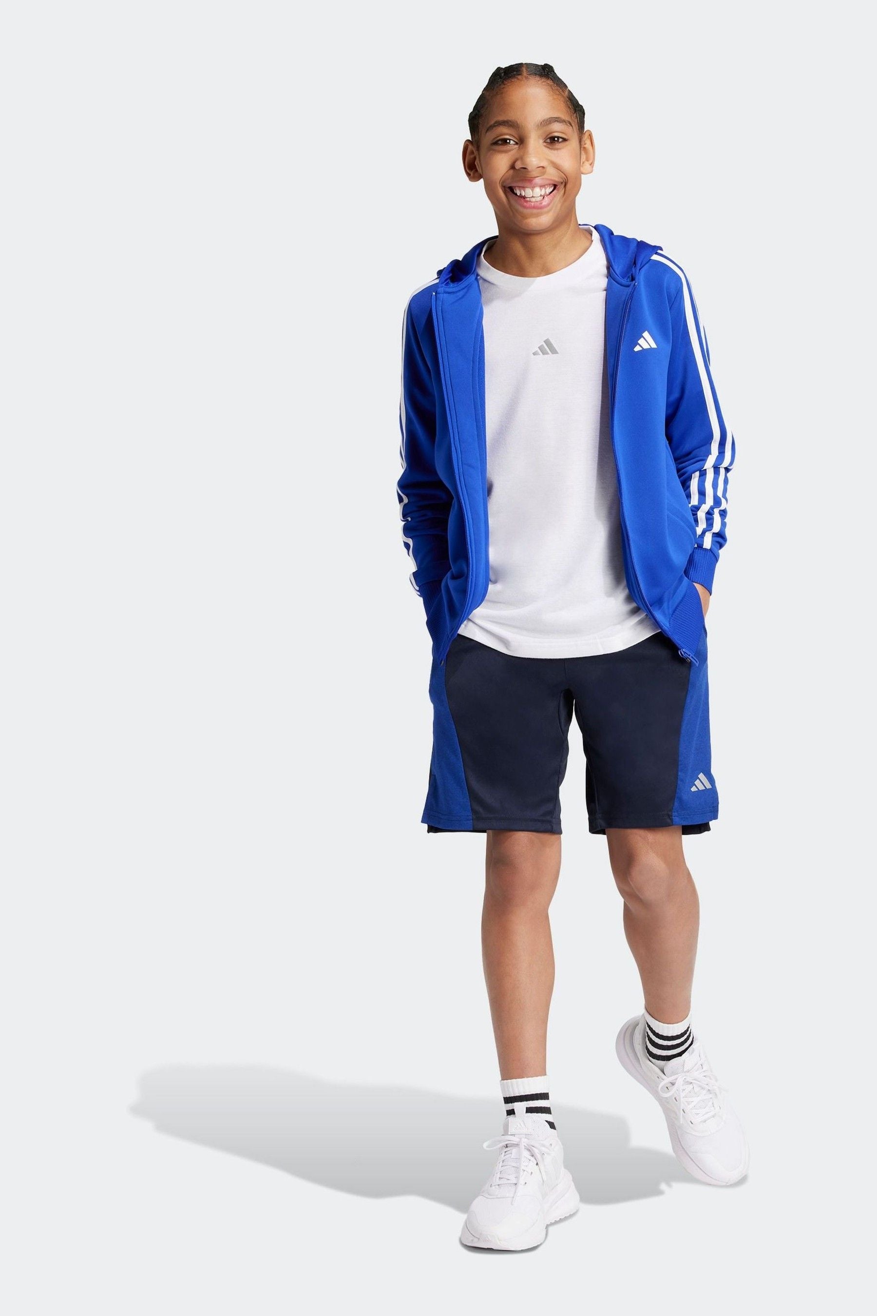 adidas Cornflower Blue Train Essentials AEROREADY 3-Stripes Regular-Fit Full-Zip Jacket