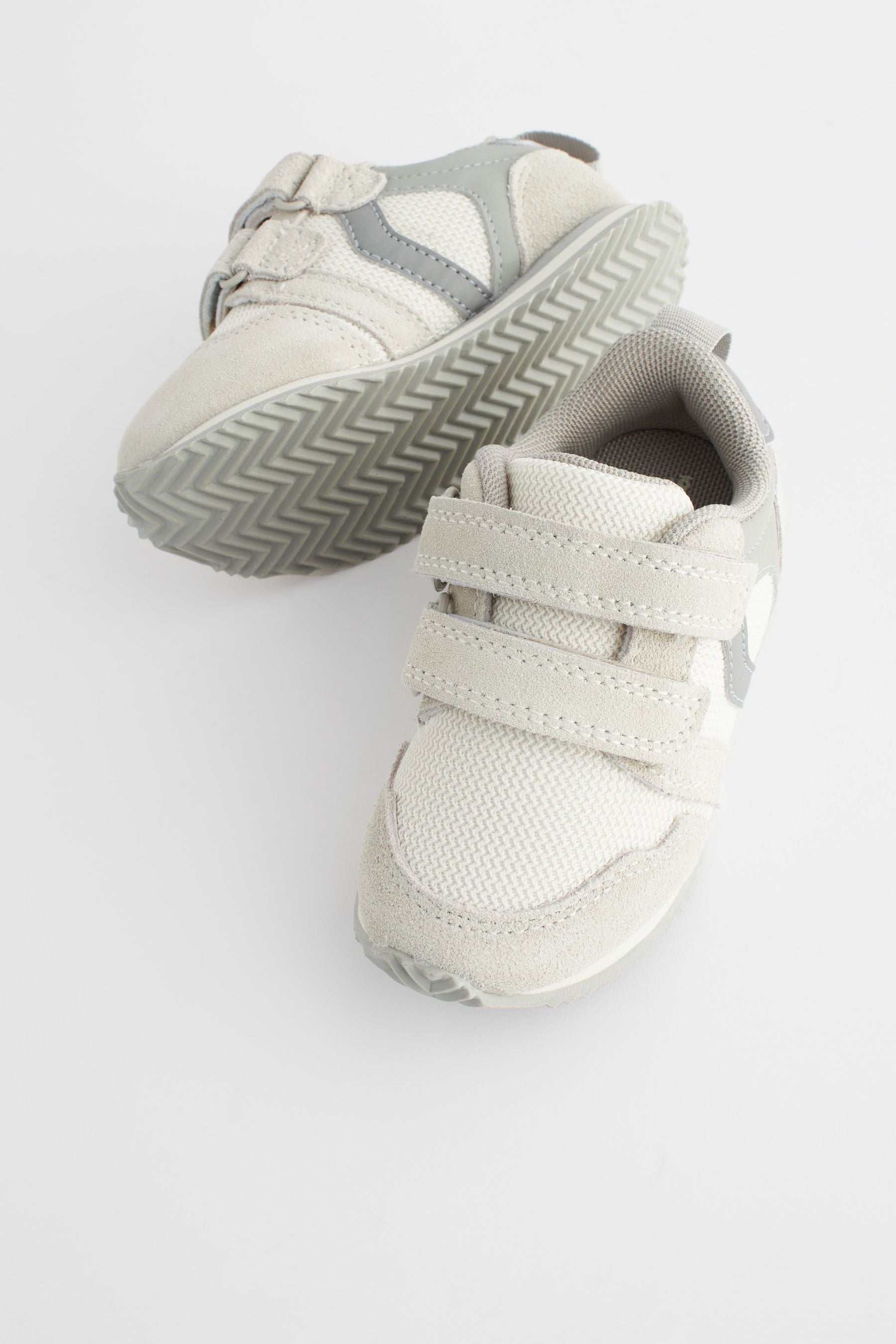 Neutral White Wide Fit (G) Double Strap Trainers