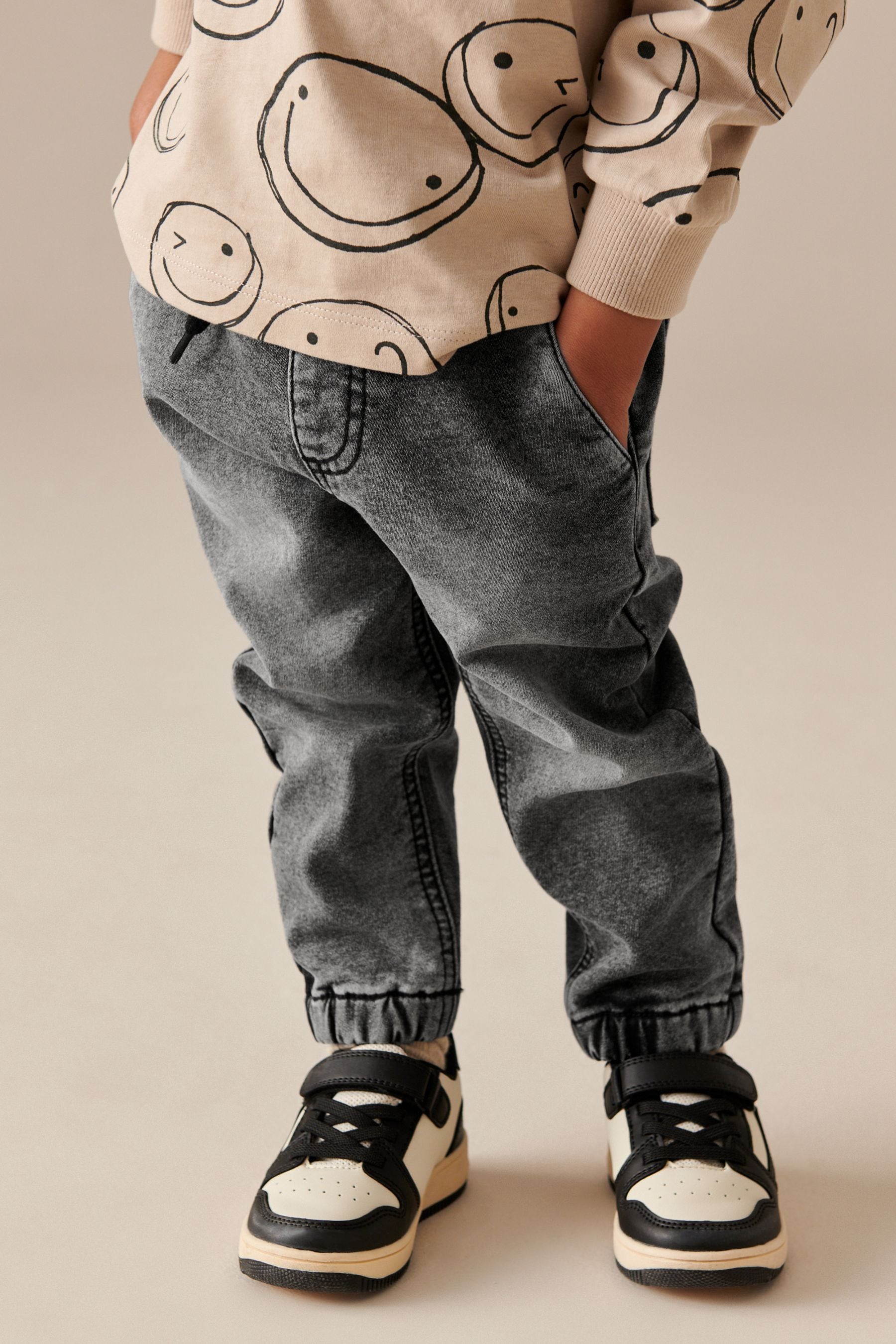 Grey Denim Joggers Jeans With Comfort Stretch (3mths-7yrs)