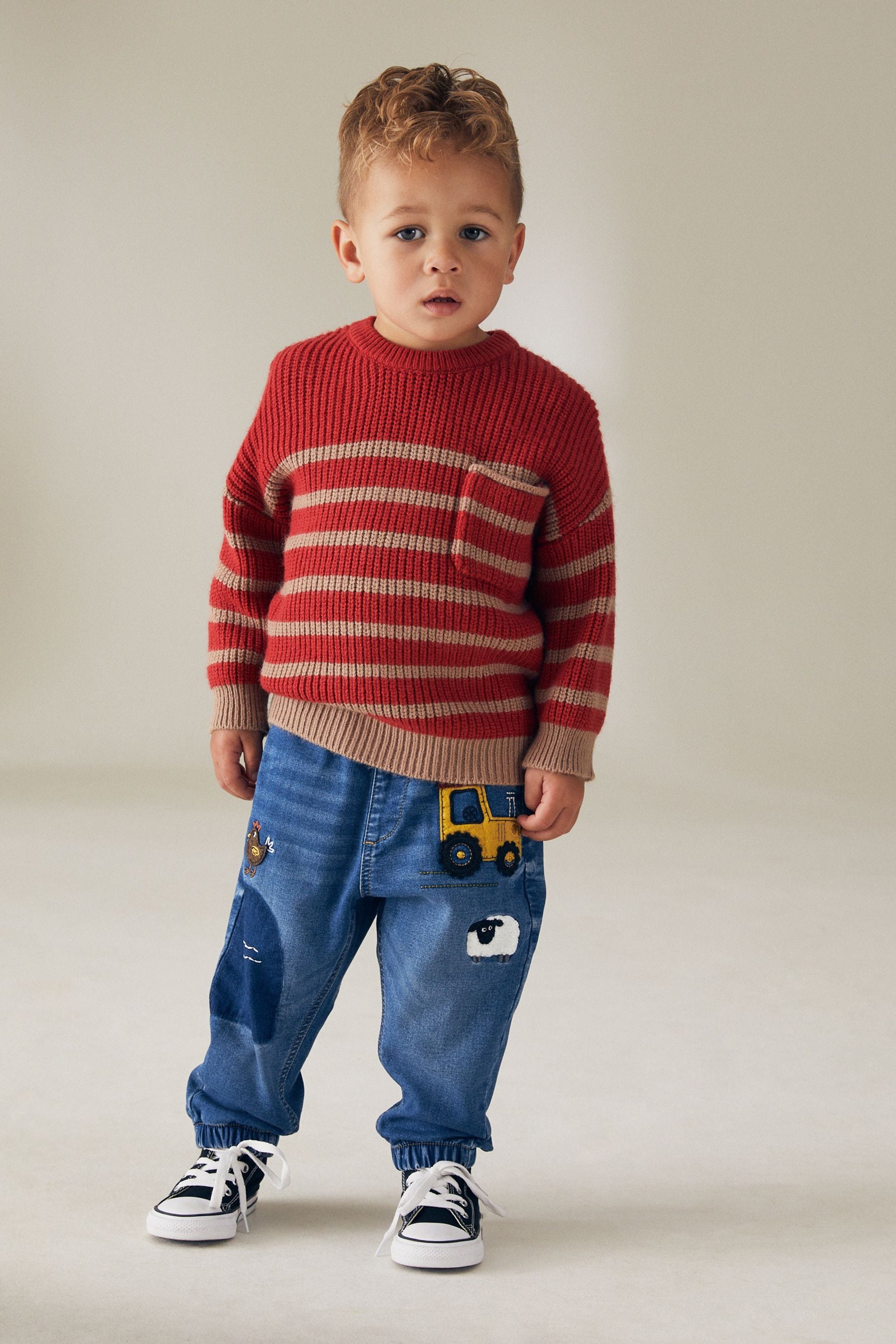 Mid Blue Farmyard Pull-On Cuffed Jeans (3mths-7yrs)