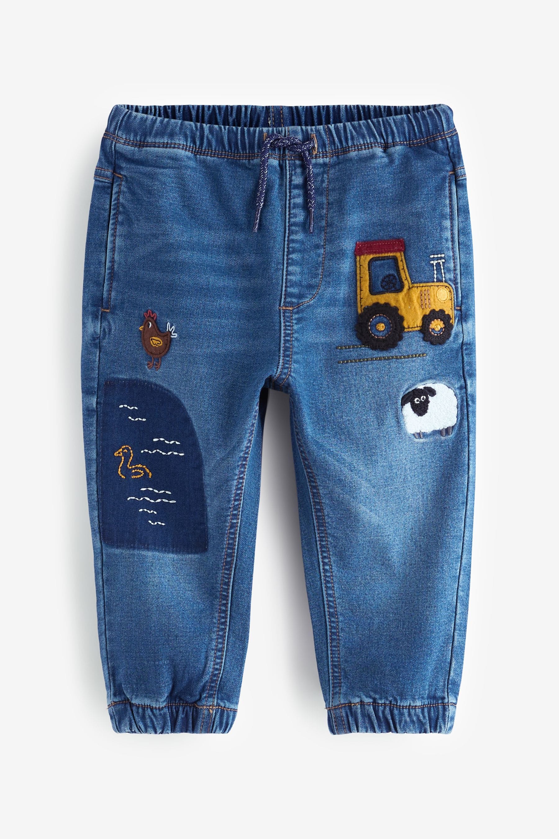 Mid Blue Farmyard Pull-On Cuffed Jeans (3mths-7yrs)