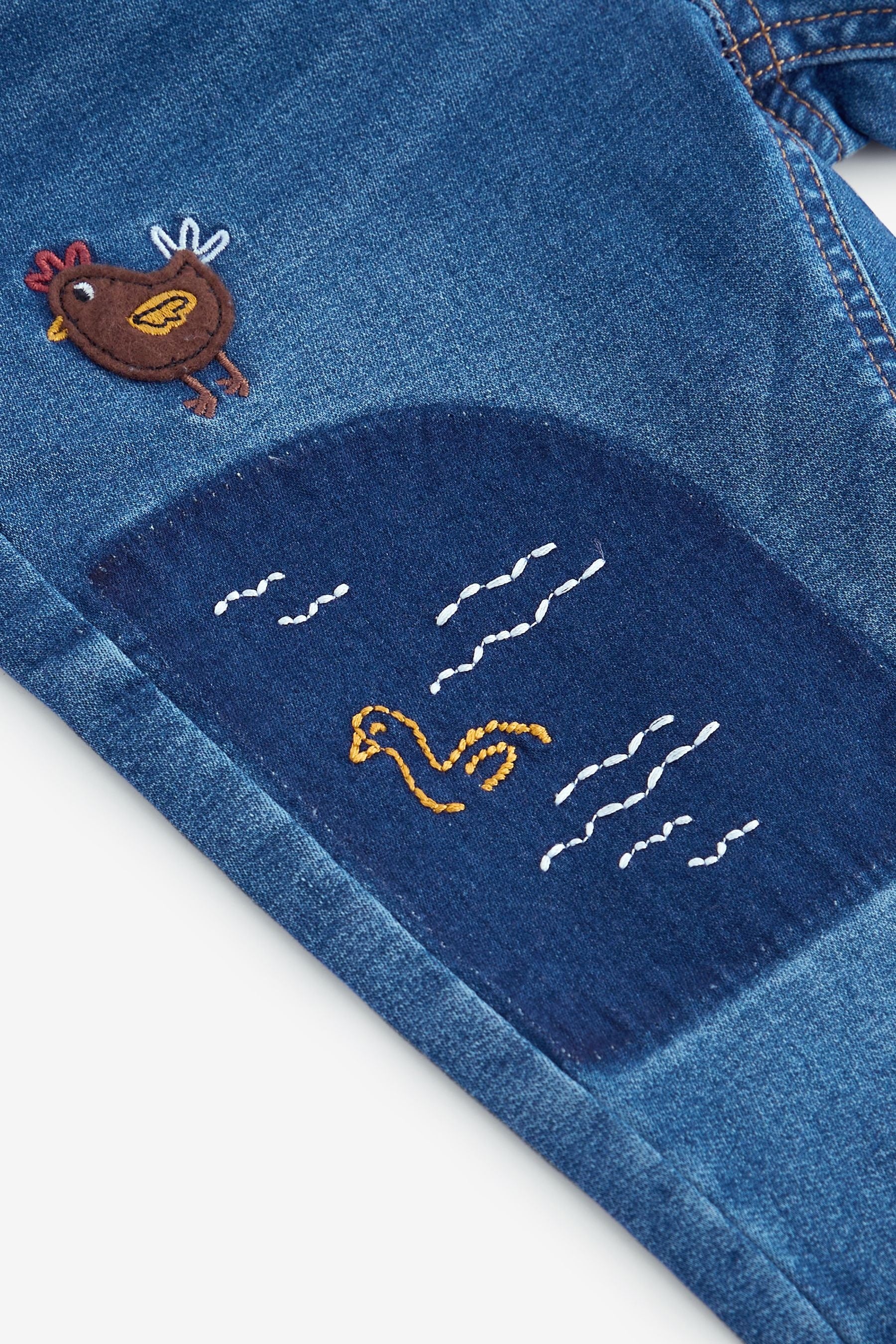 Mid Blue Farmyard Pull-On Cuffed Jeans (3mths-7yrs)