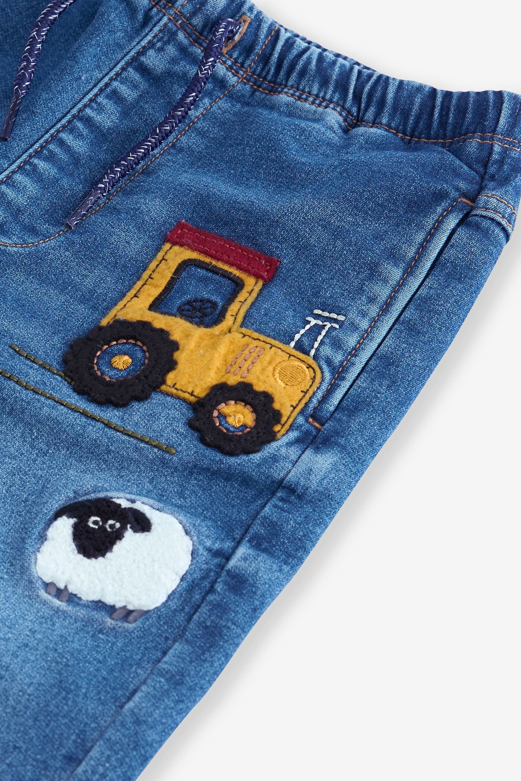 Mid Blue Farmyard Pull-On Cuffed Jeans (3mths-7yrs)