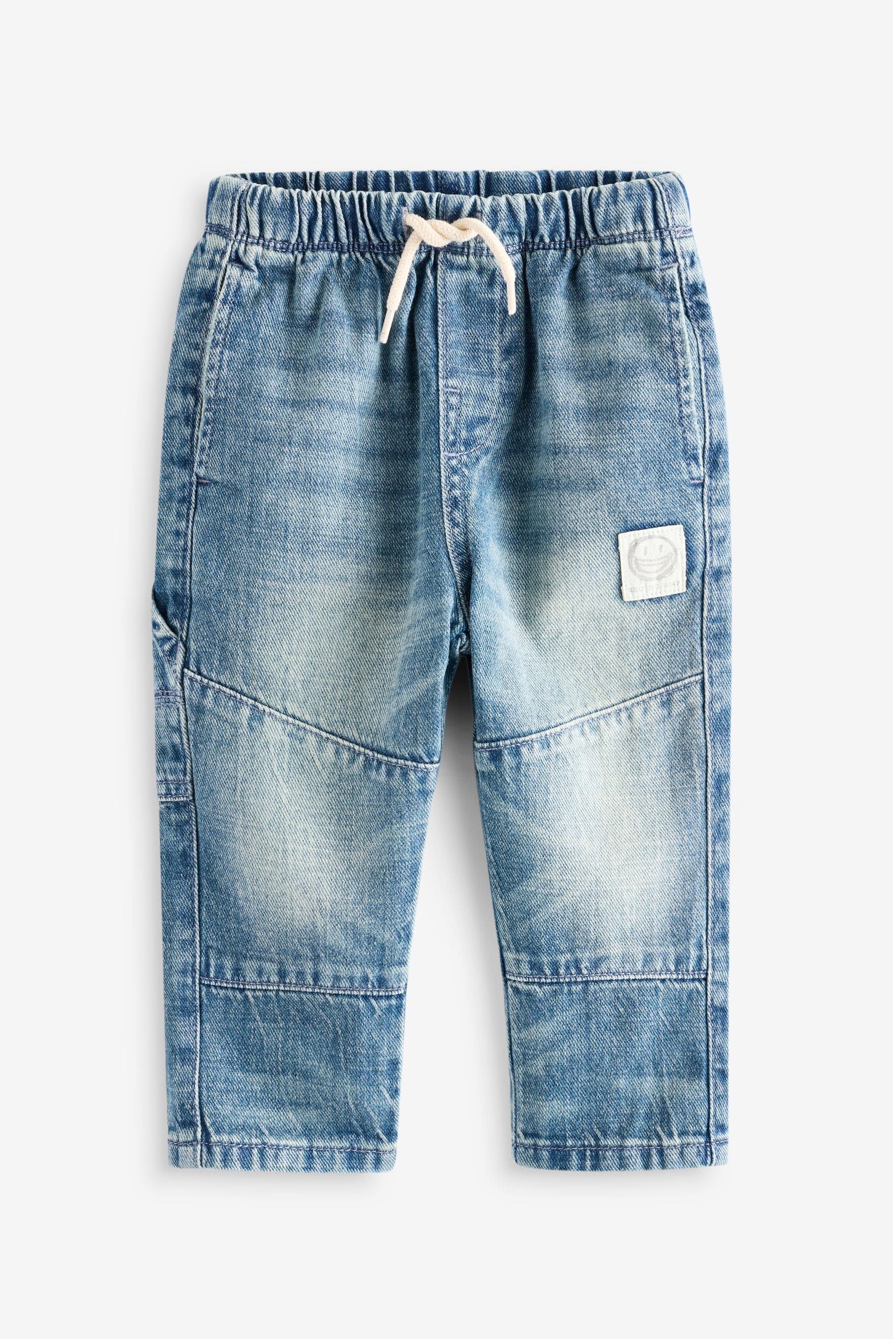 Mid Blue Tint 100% Cotton Panelled Jeans (3mths-7yrs)