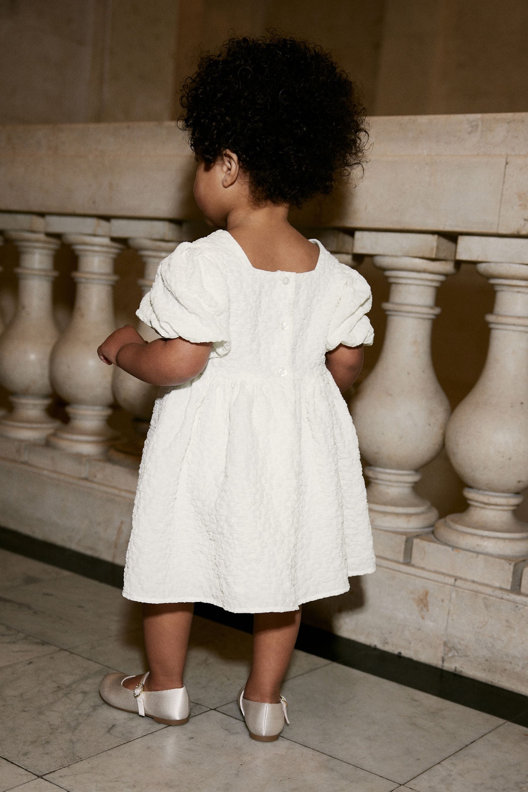 White Textured Party Dress (3mths-8yrs)