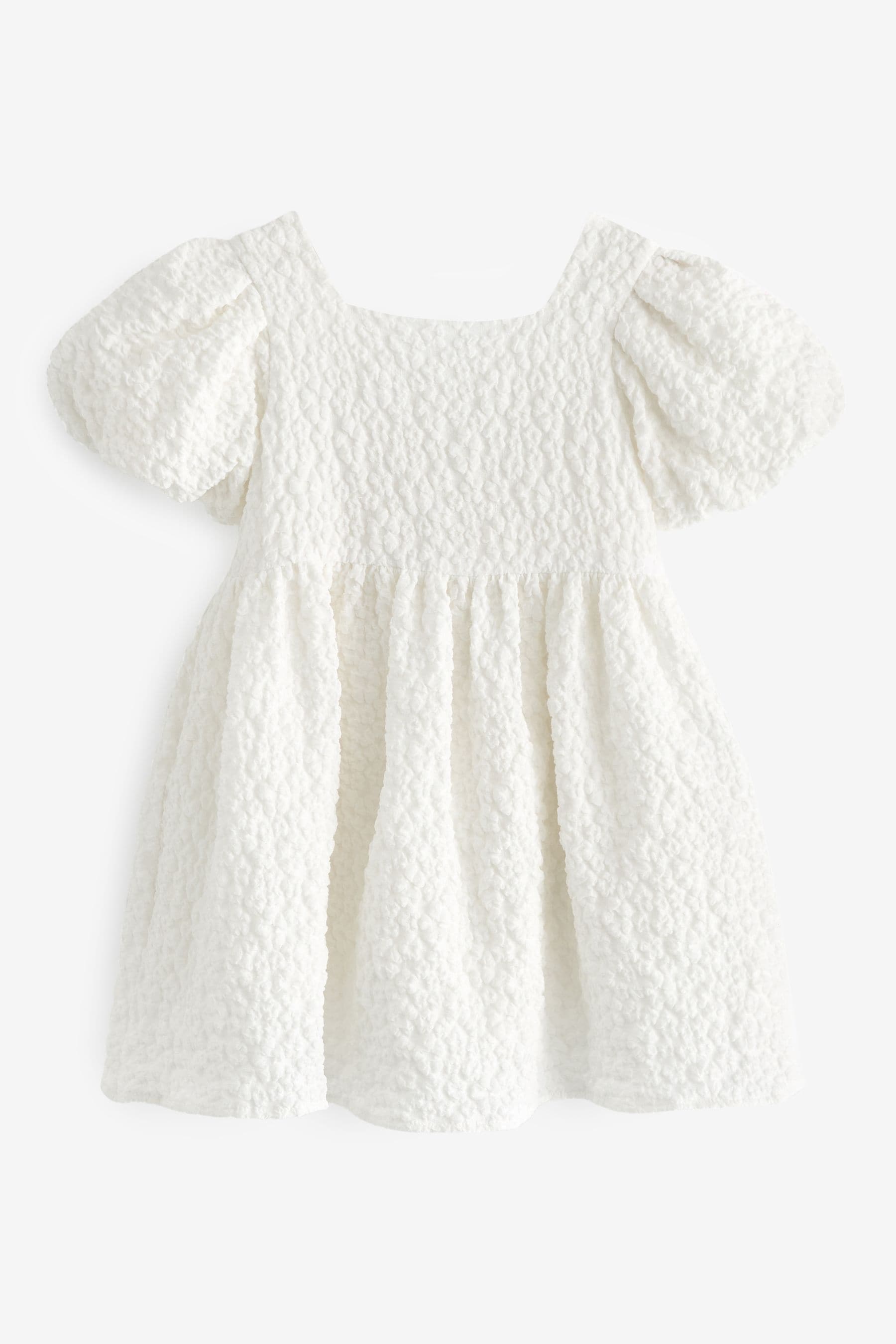 White Textured Party Dress (3mths-8yrs)