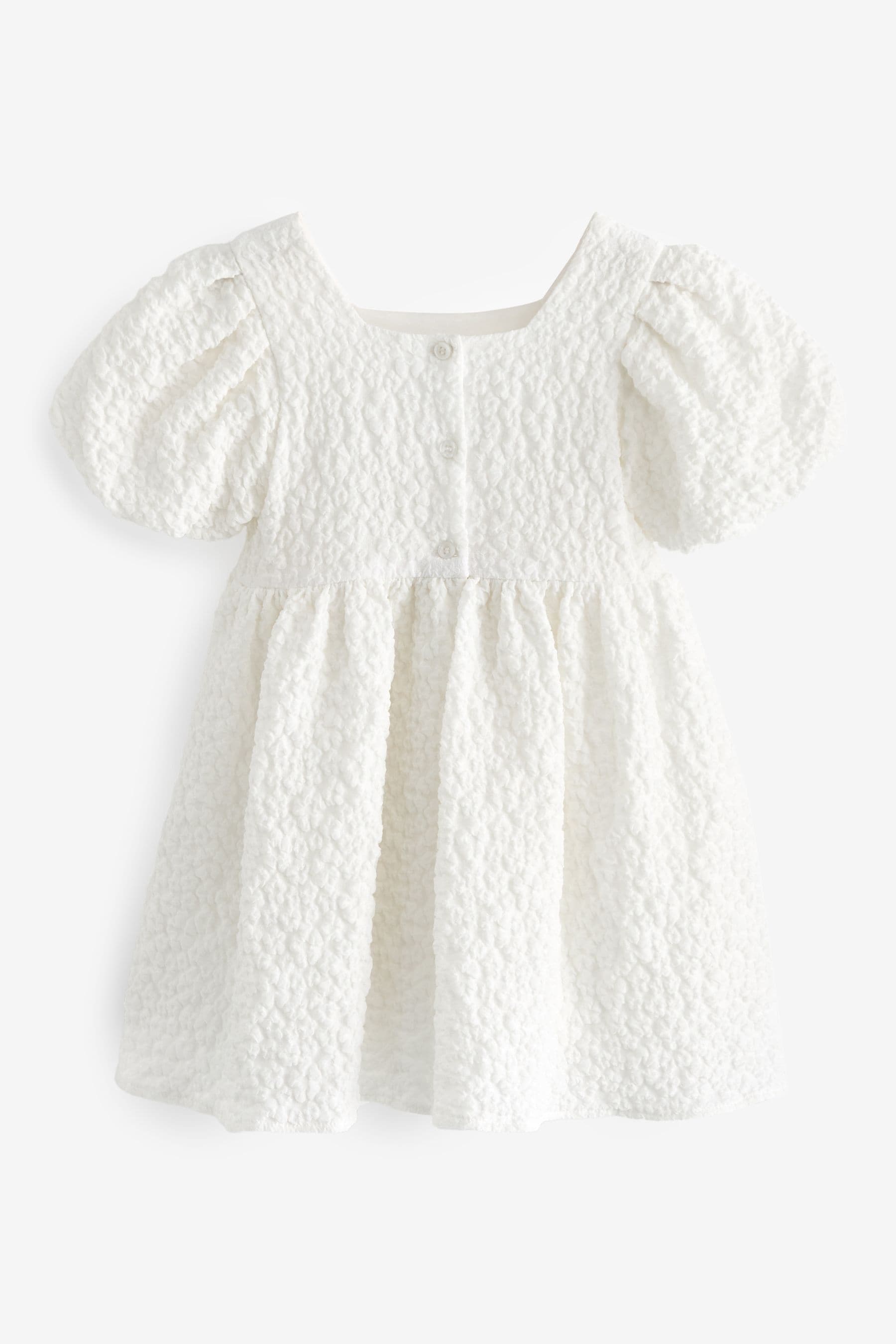 White Textured Party Dress (3mths-8yrs)