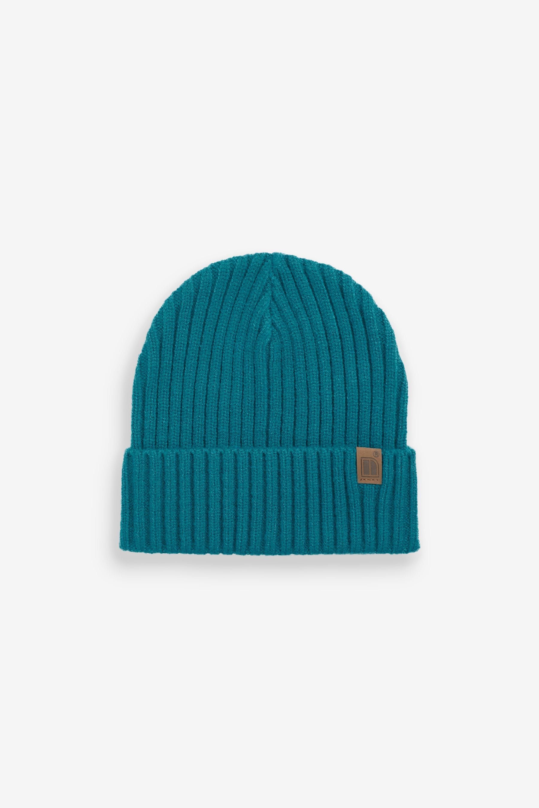 Turquoise Blue Knitted Rib Beanie Hat (1-16yrs)