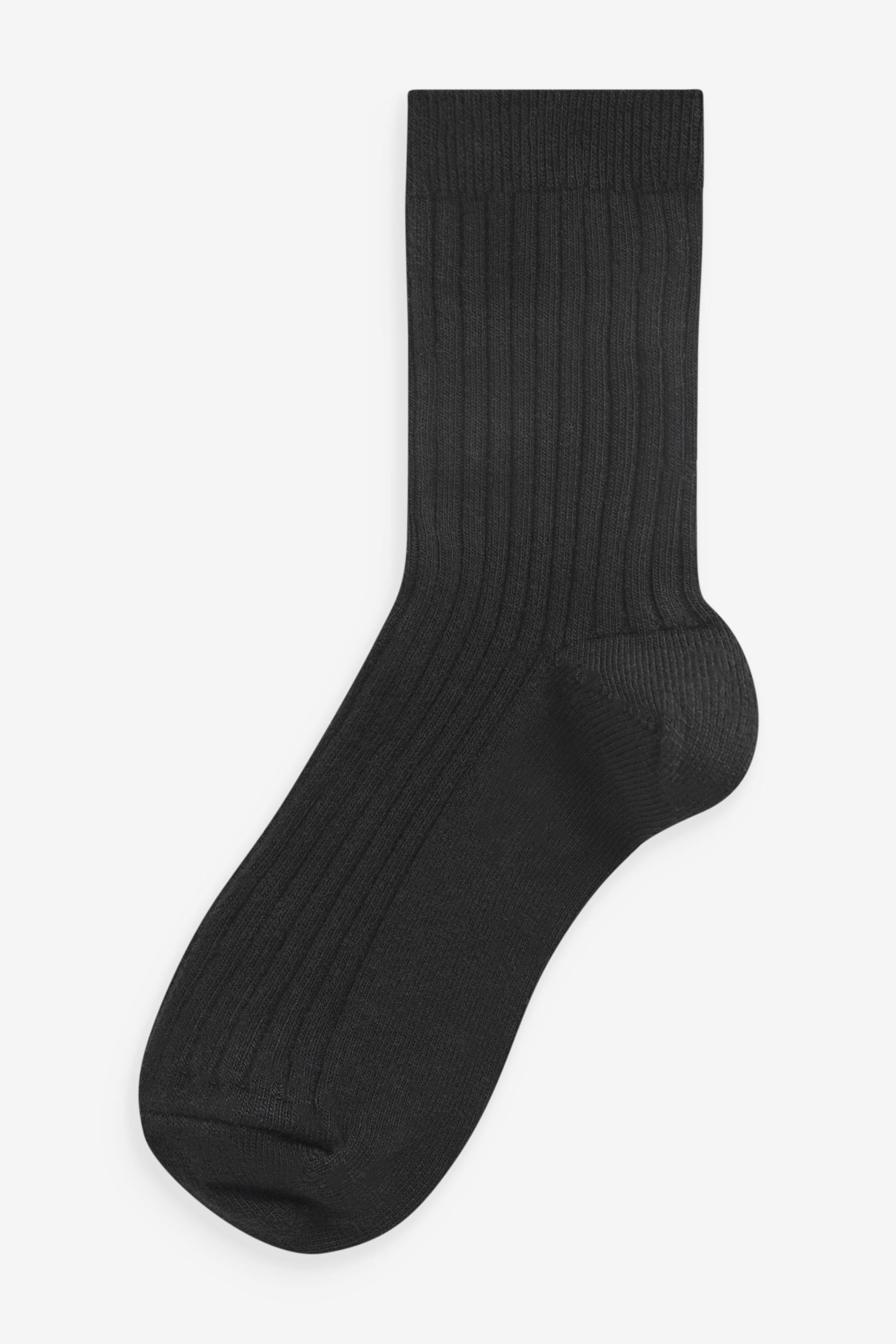 Black Ribbed Cotton Rich Socks 7 Pack