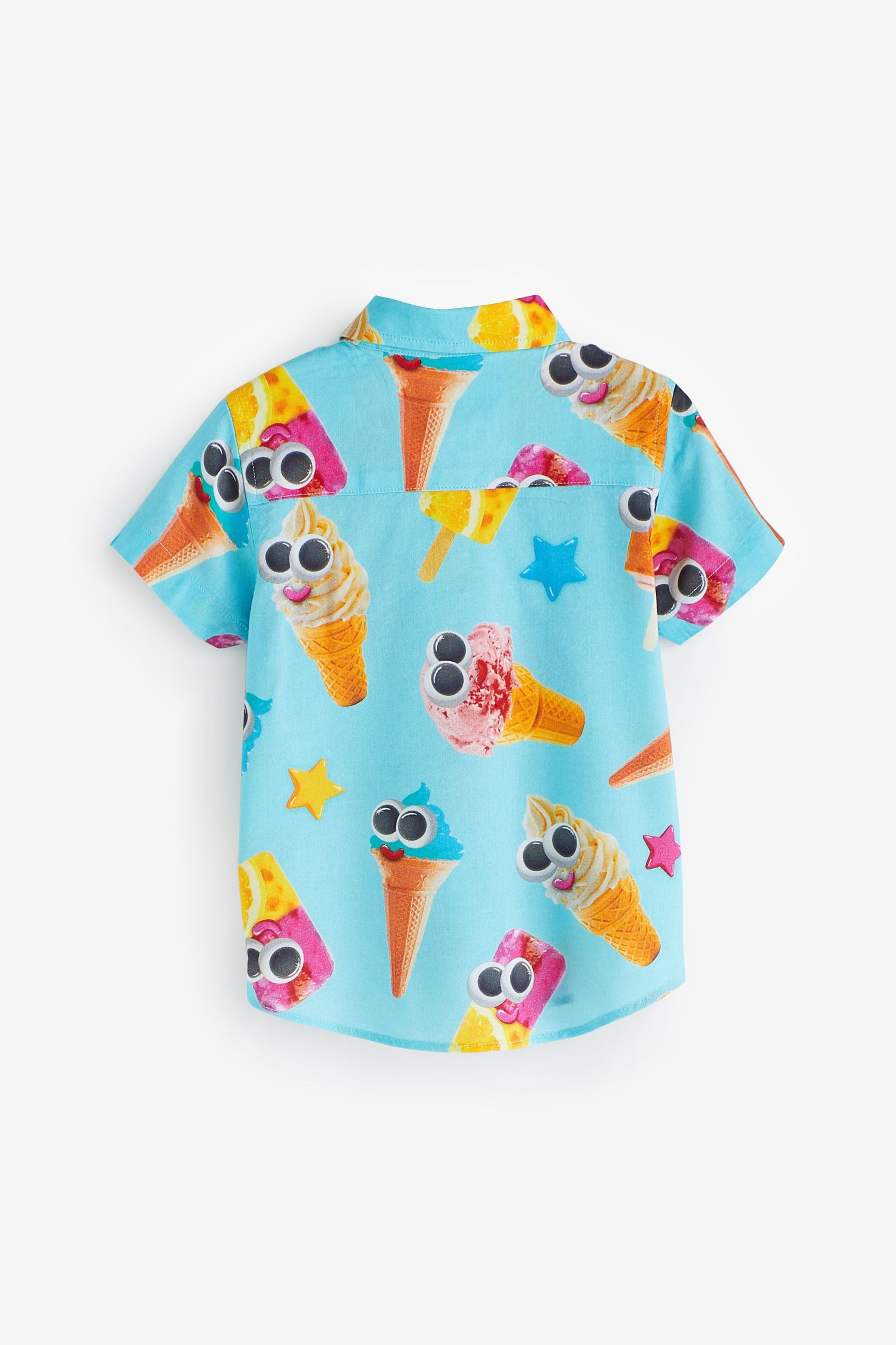 Blue Short Sleeve Printed Shirt (3mths-7yrs)