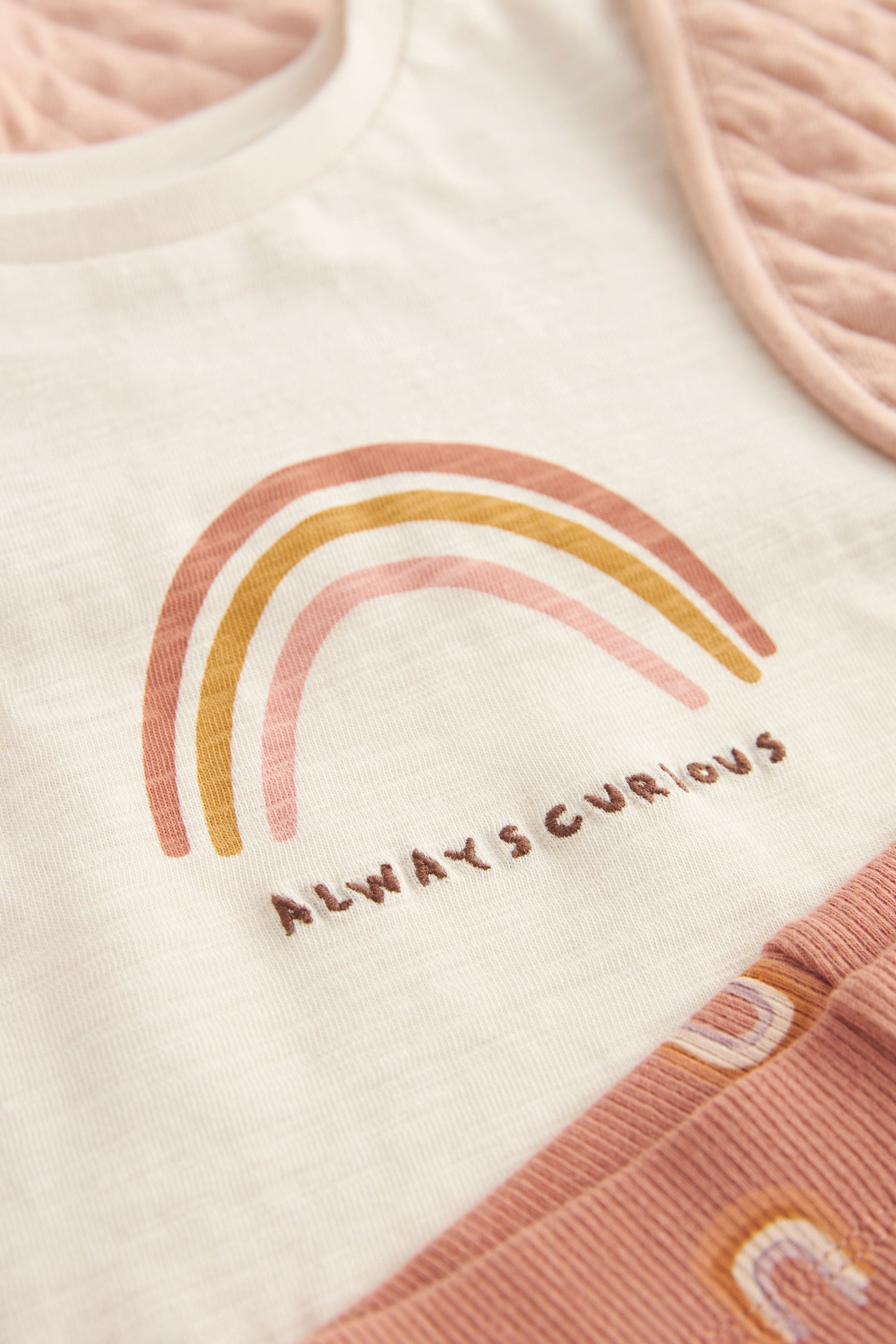 Pink Rainbow Short Sleeve T Shirt with Gilet and Flare Leggings Set (3mths-7yrs)