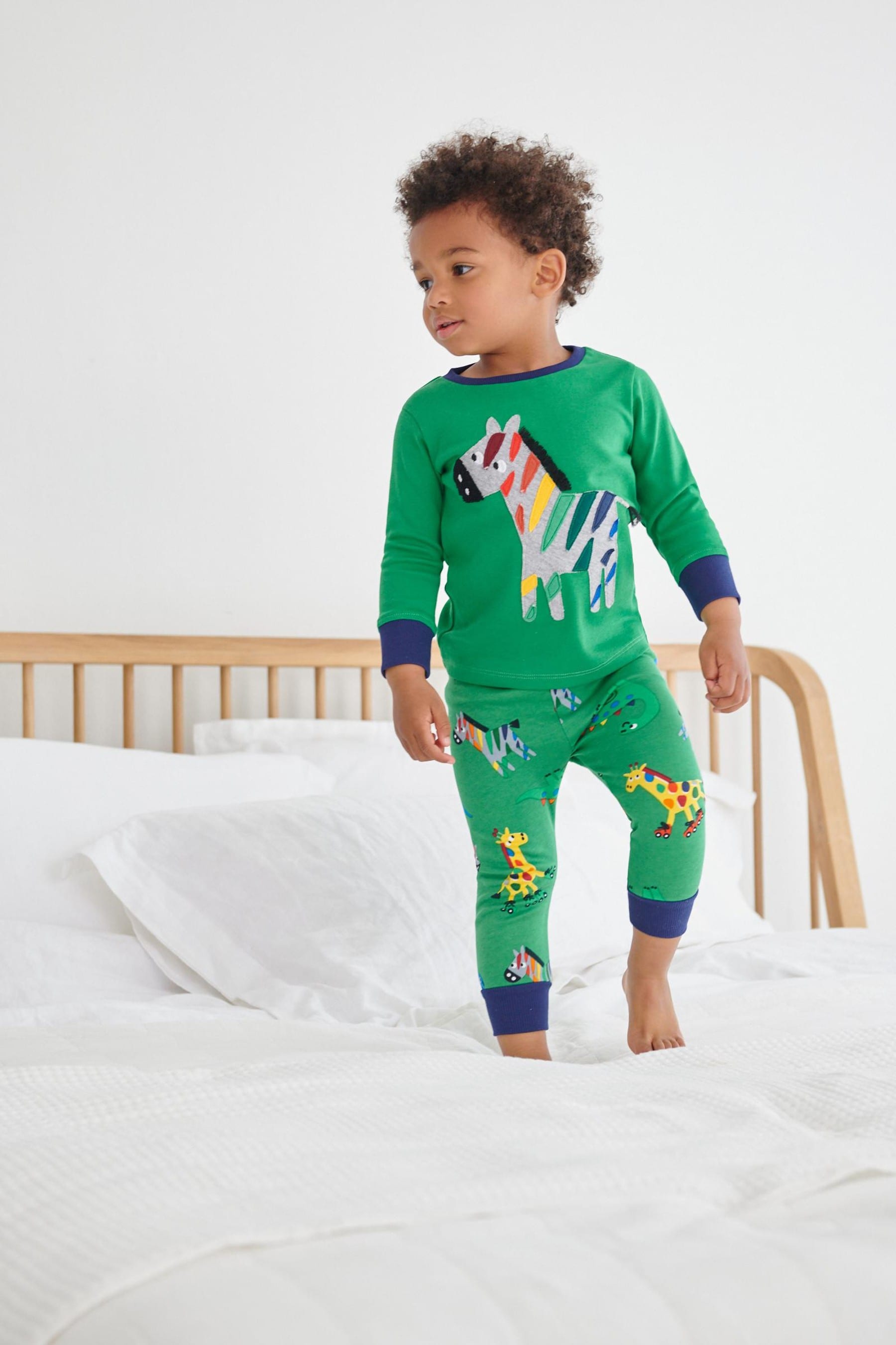 Blue/Green/Yellow Animals Snuggle Pyjamas 3 Pack (9mths-12yrs)-<span style="color: #ff2a00;">Fawry</span>