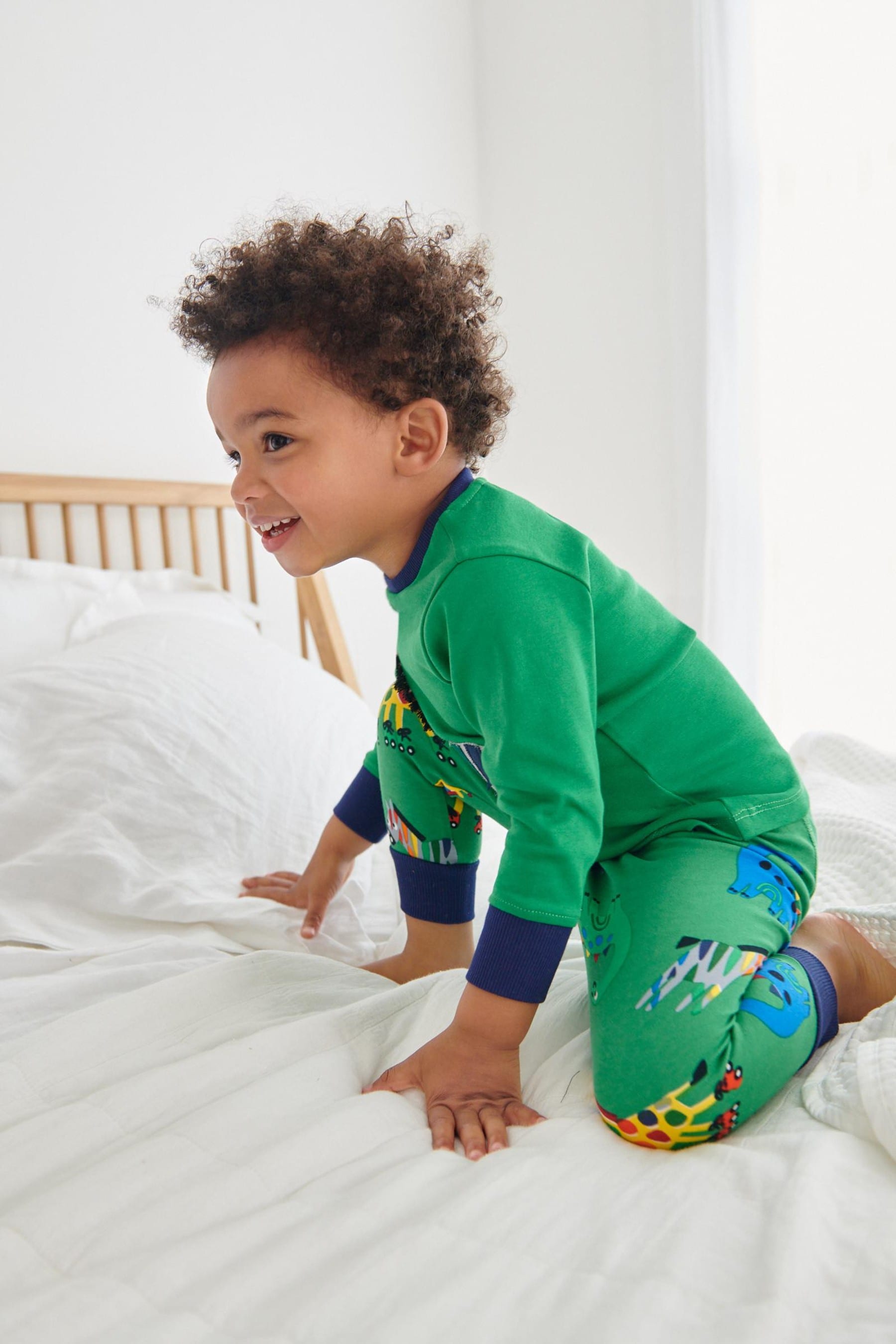 Blue/Green/Yellow Animals Snuggle Pyjamas 3 Pack (9mths-12yrs)-<span style="color: #ff2a00;">Fawry</span>