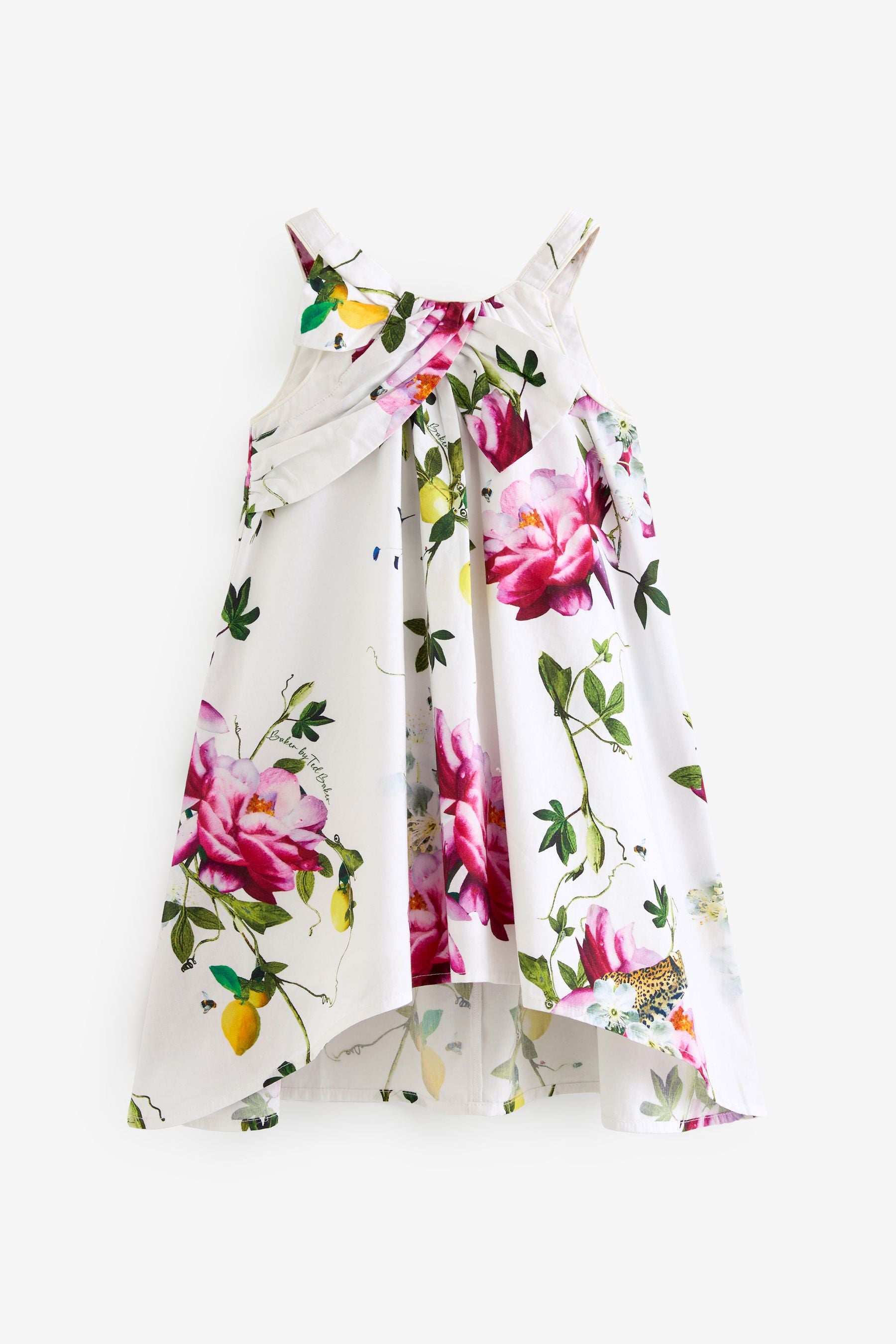 White Baker by Ted Baker Floral Bow Woven White Dress