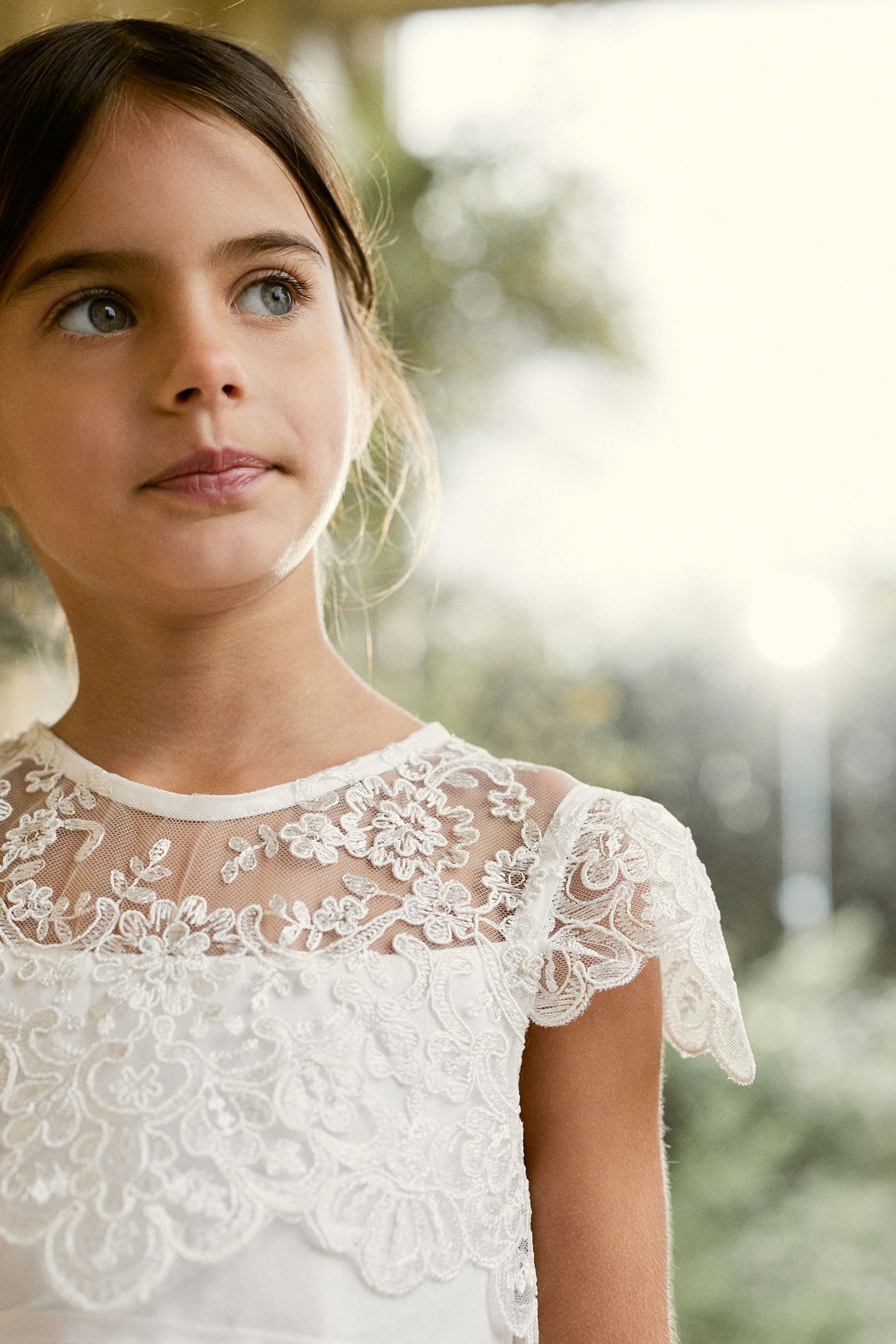 Ivory Lace Bodice Flower Girl Bow Dress (3-16yrs)