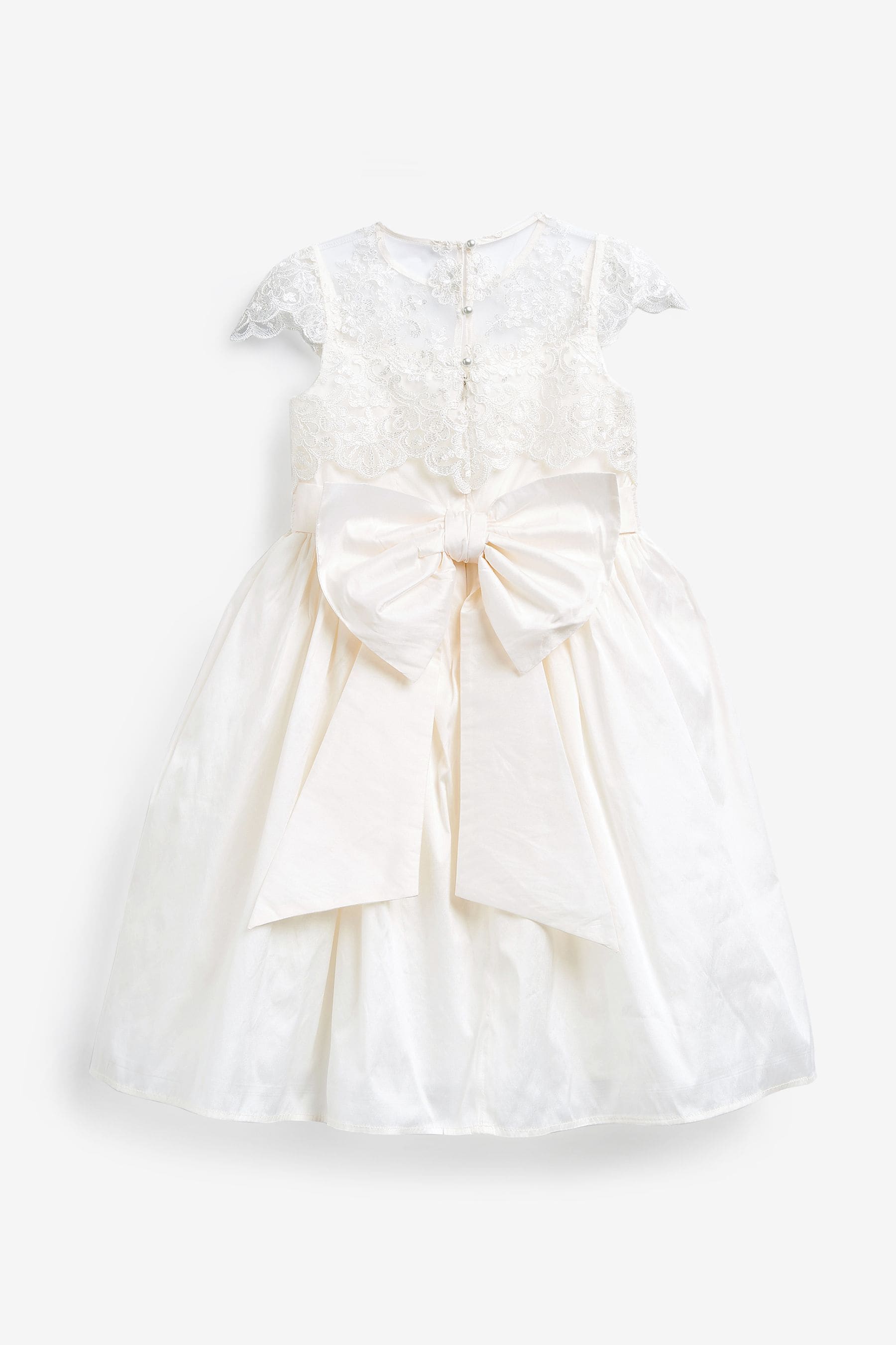 Ivory Lace Bodice Flower Girl Bow Dress (3-16yrs)