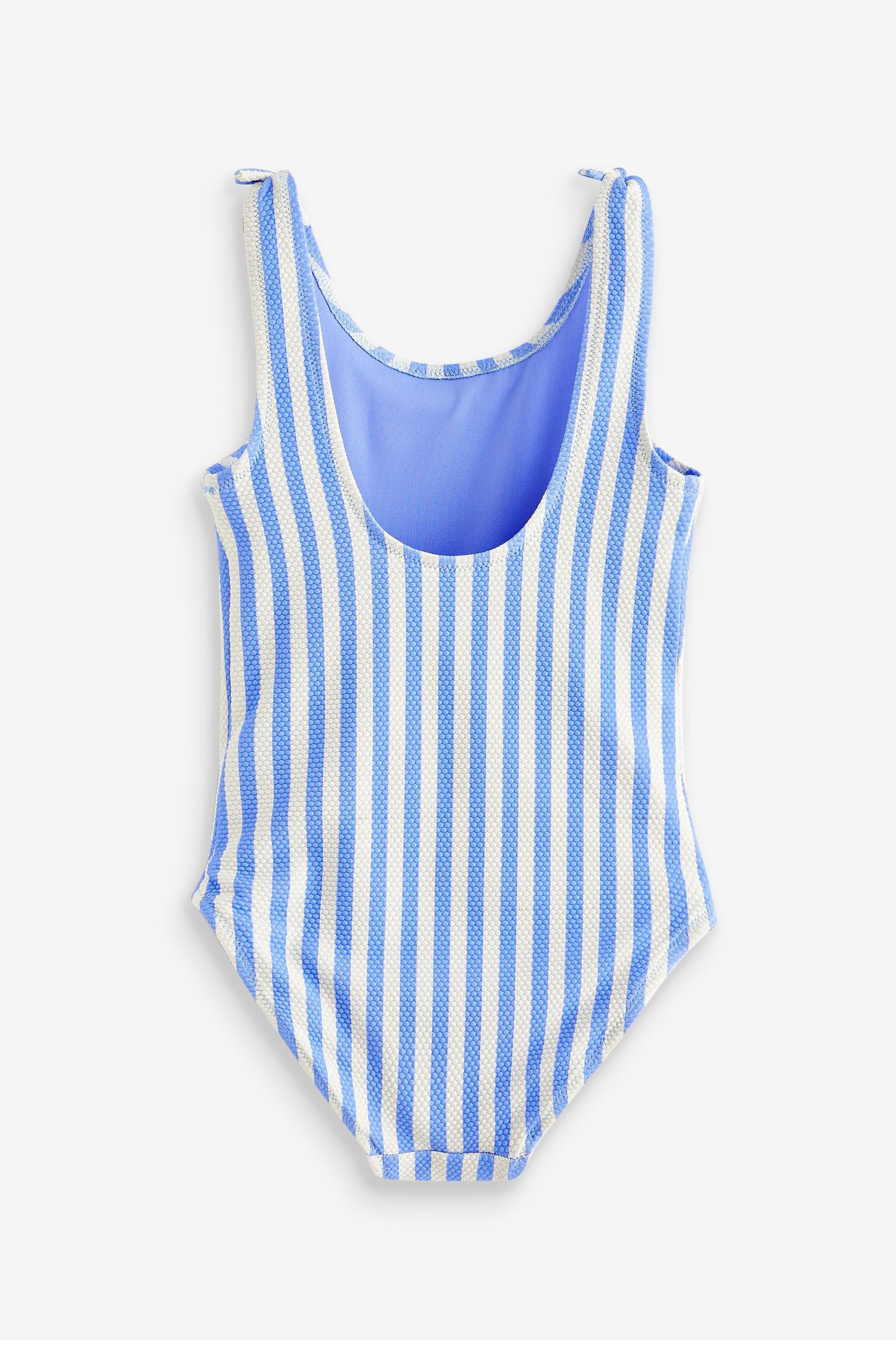 Blue/White Stripe Frill Sleeve Swimsuit (3mths-12yrs)