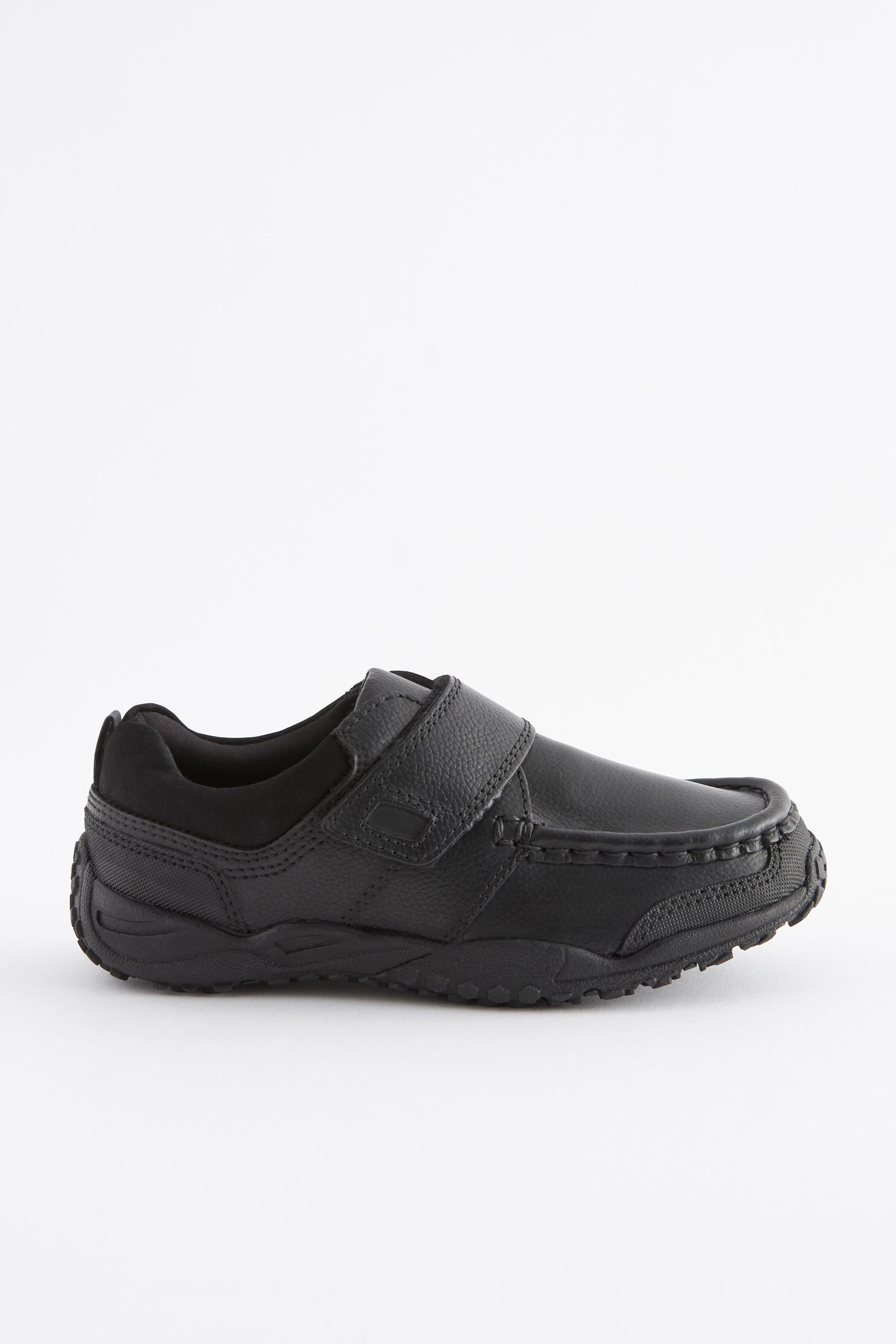 Black Standard Fit (F) School Leather Single Strap Shoes