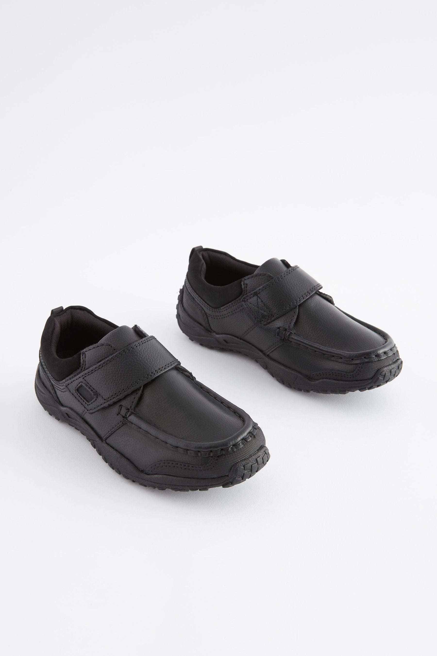 Black Standard Fit (F) School Leather Single Strap Shoes