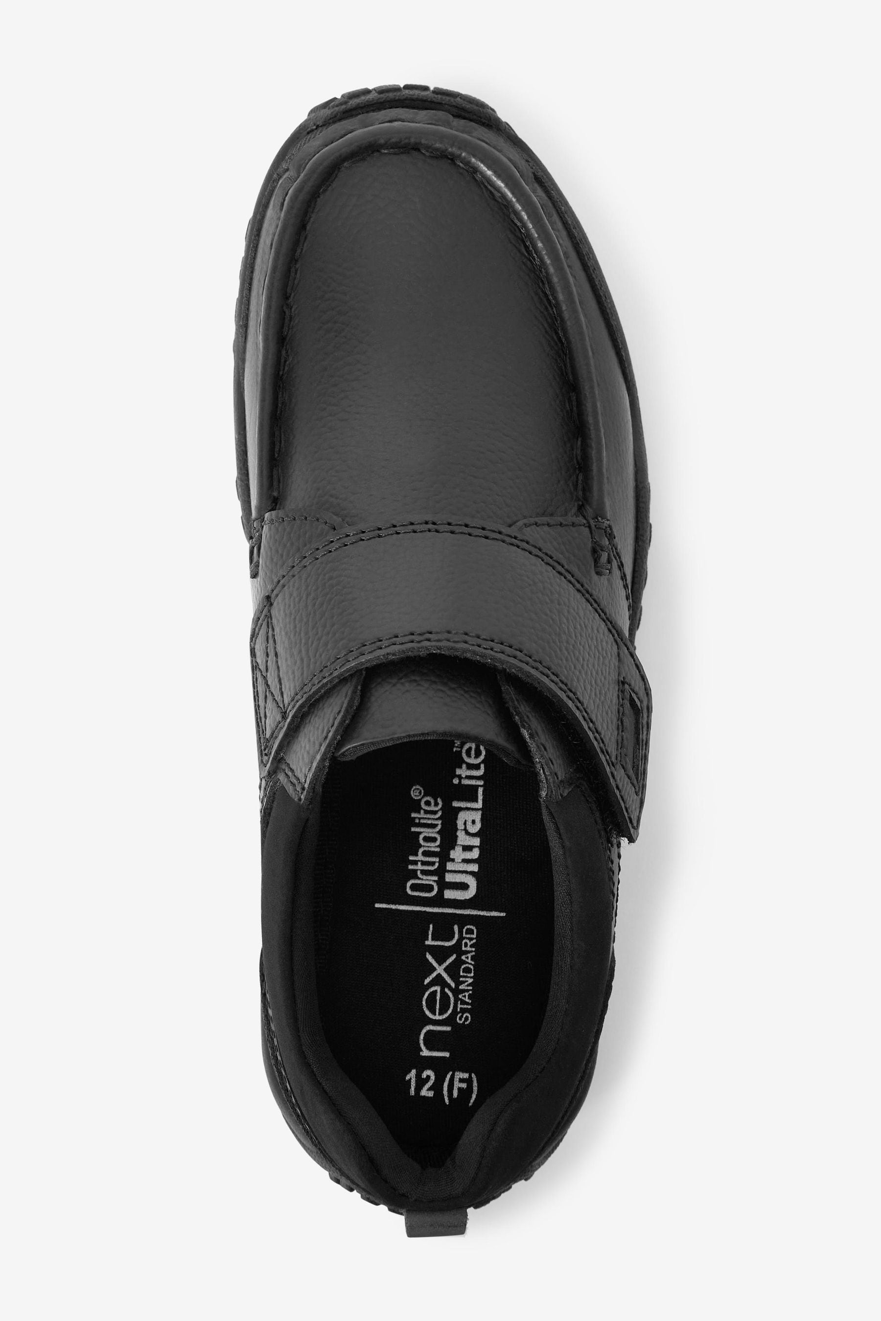 Black Standard Fit (F) School Leather Single Strap Shoes